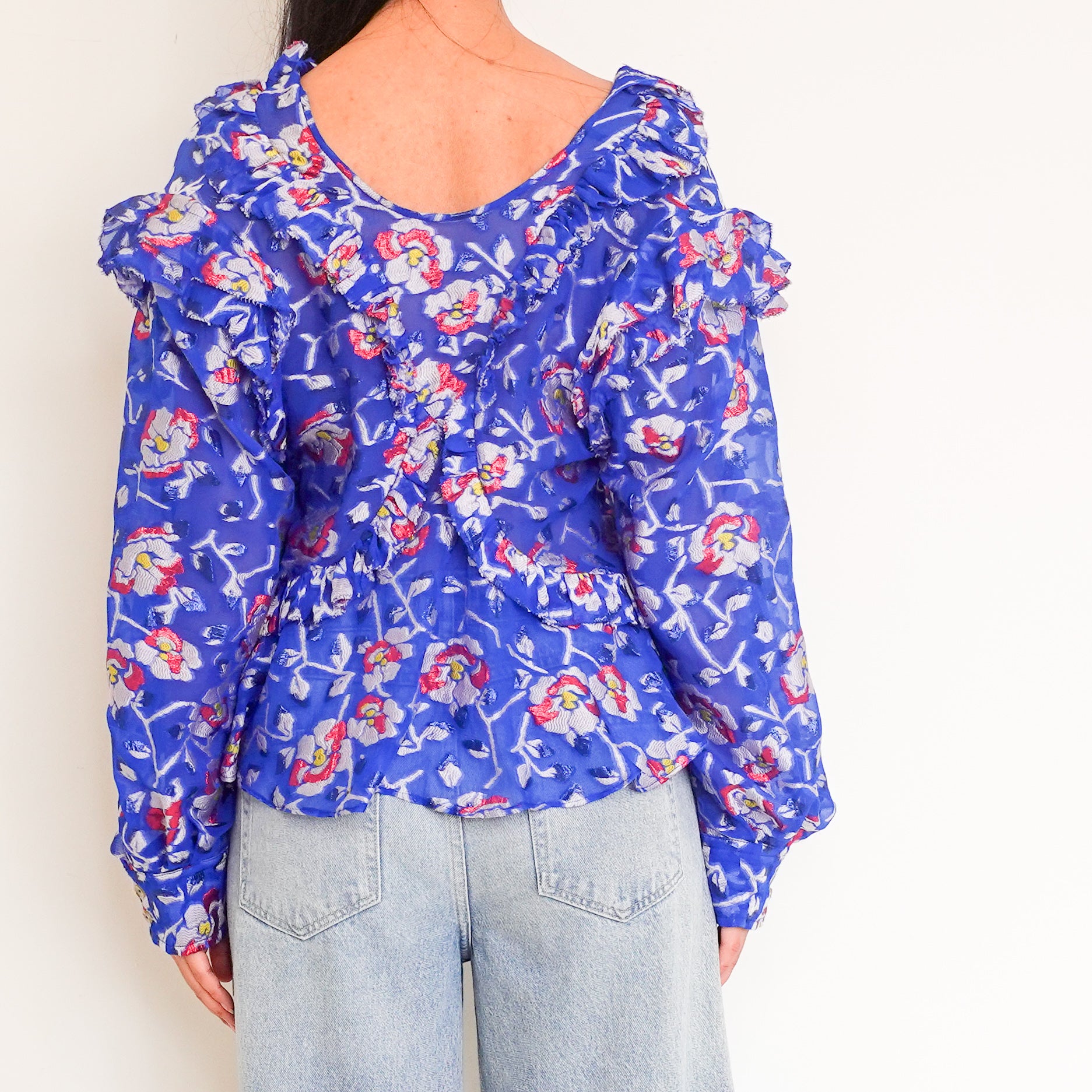 Silk blue floral blouse RRP £490