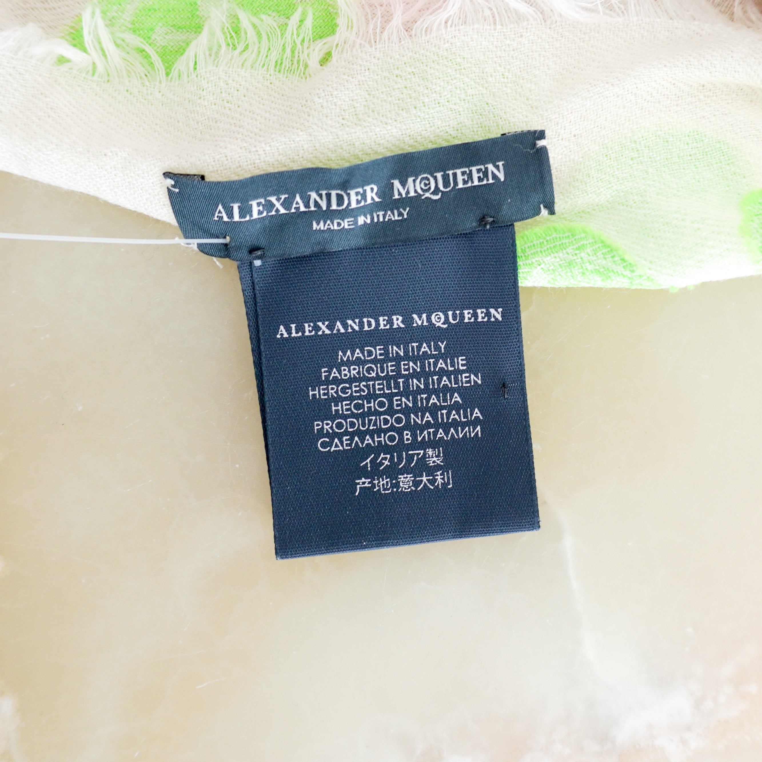 Alexander McQueen Cream & Multicolour Skull Scarf (RRP £280) | Authentic Preloved