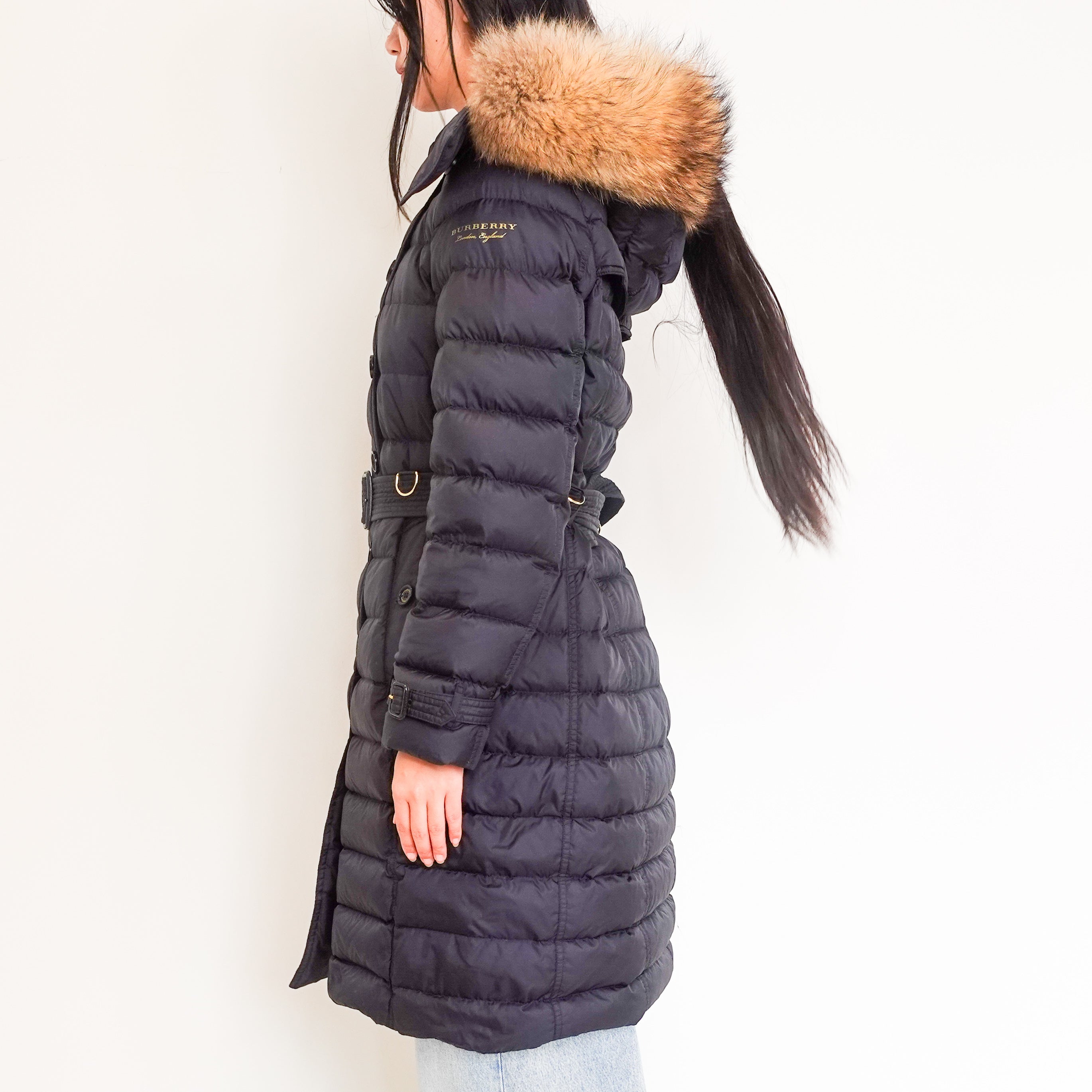 Burberry detachable hood belted puffer professionnal coat