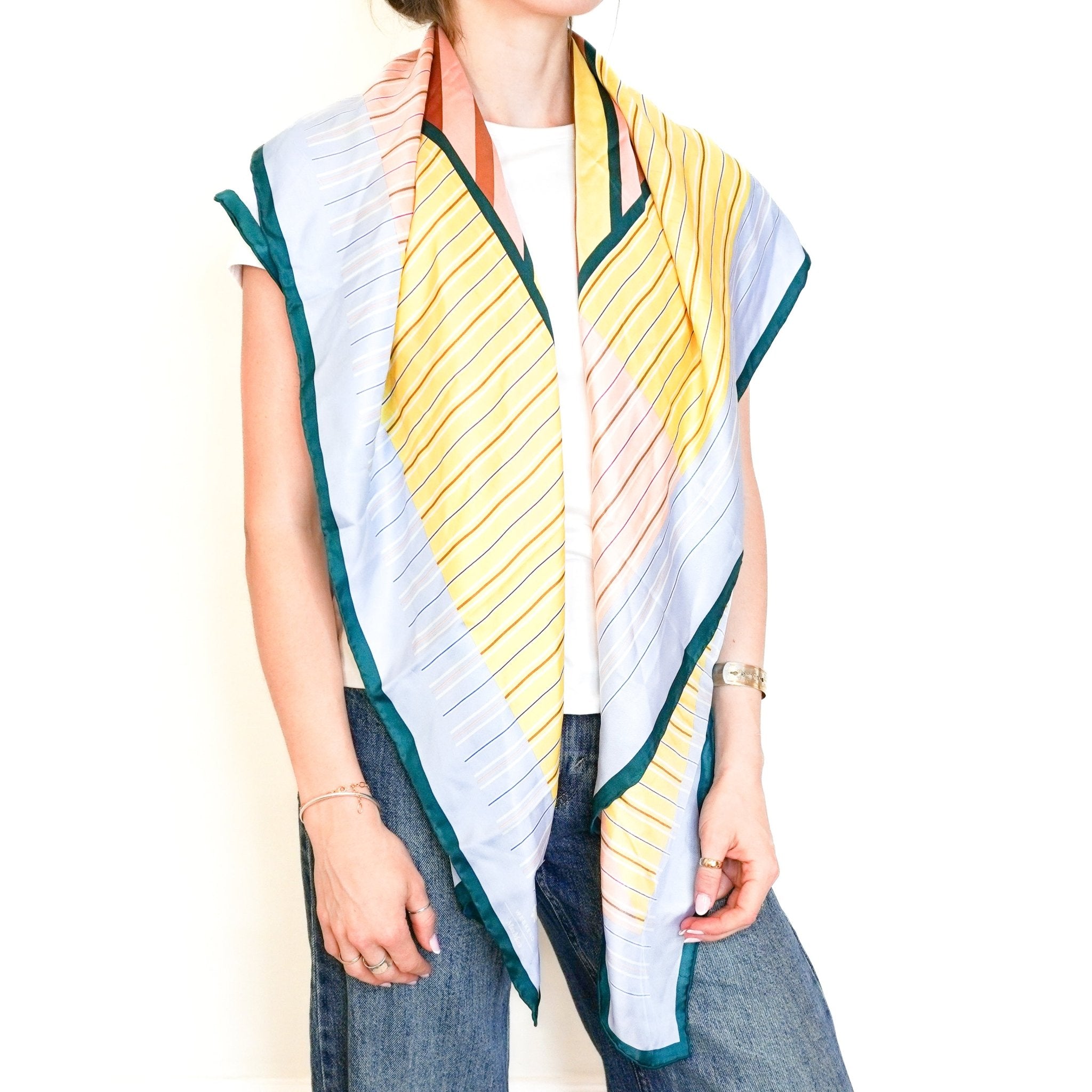 Weekend Max Mara Blue Striped Silk Scarf (RRP £130) | Authentic Preloved FINAL SALE - Reloved Again