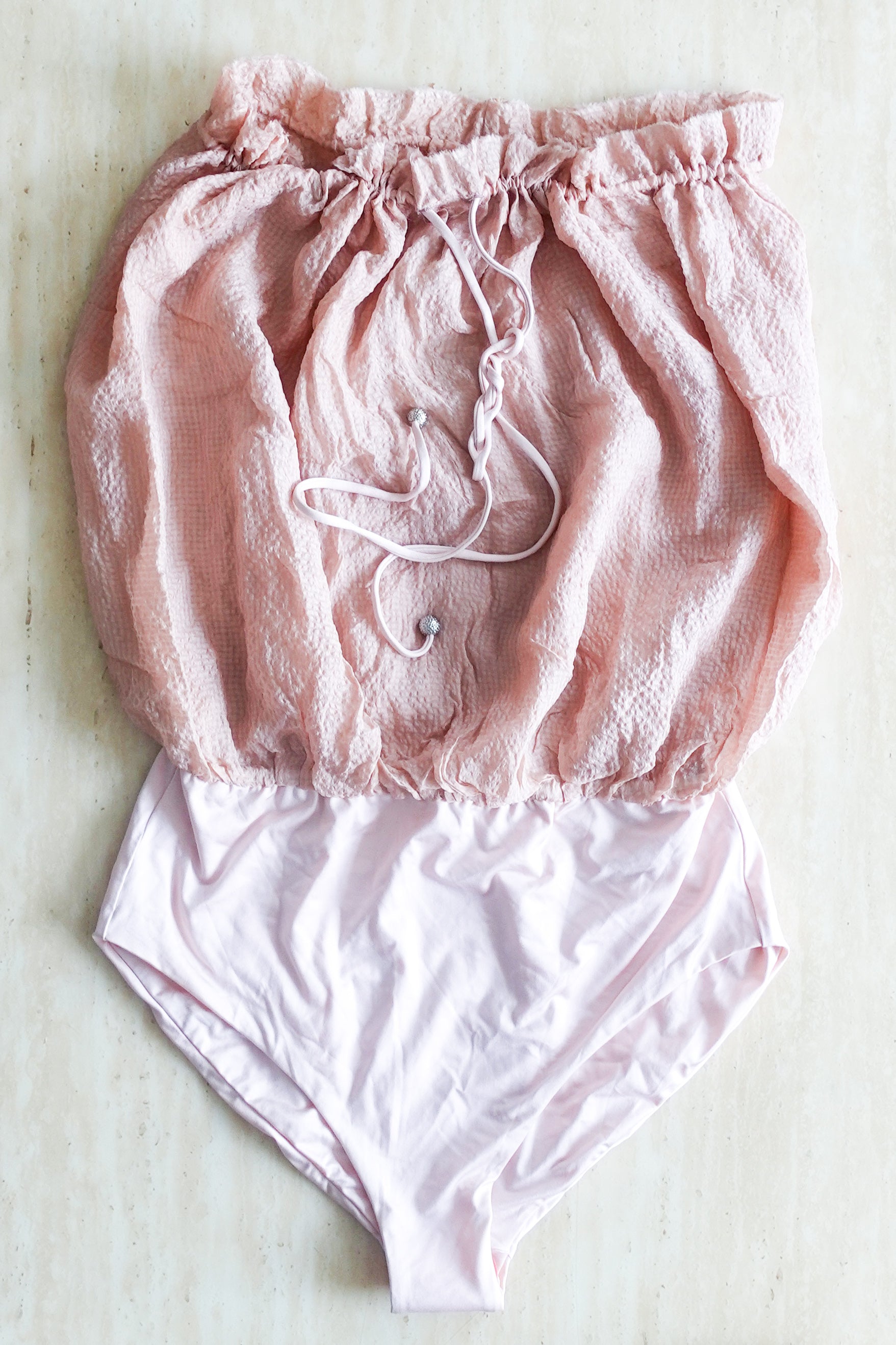 NEW Nude pink bandeau silk swimsuit RRP £380