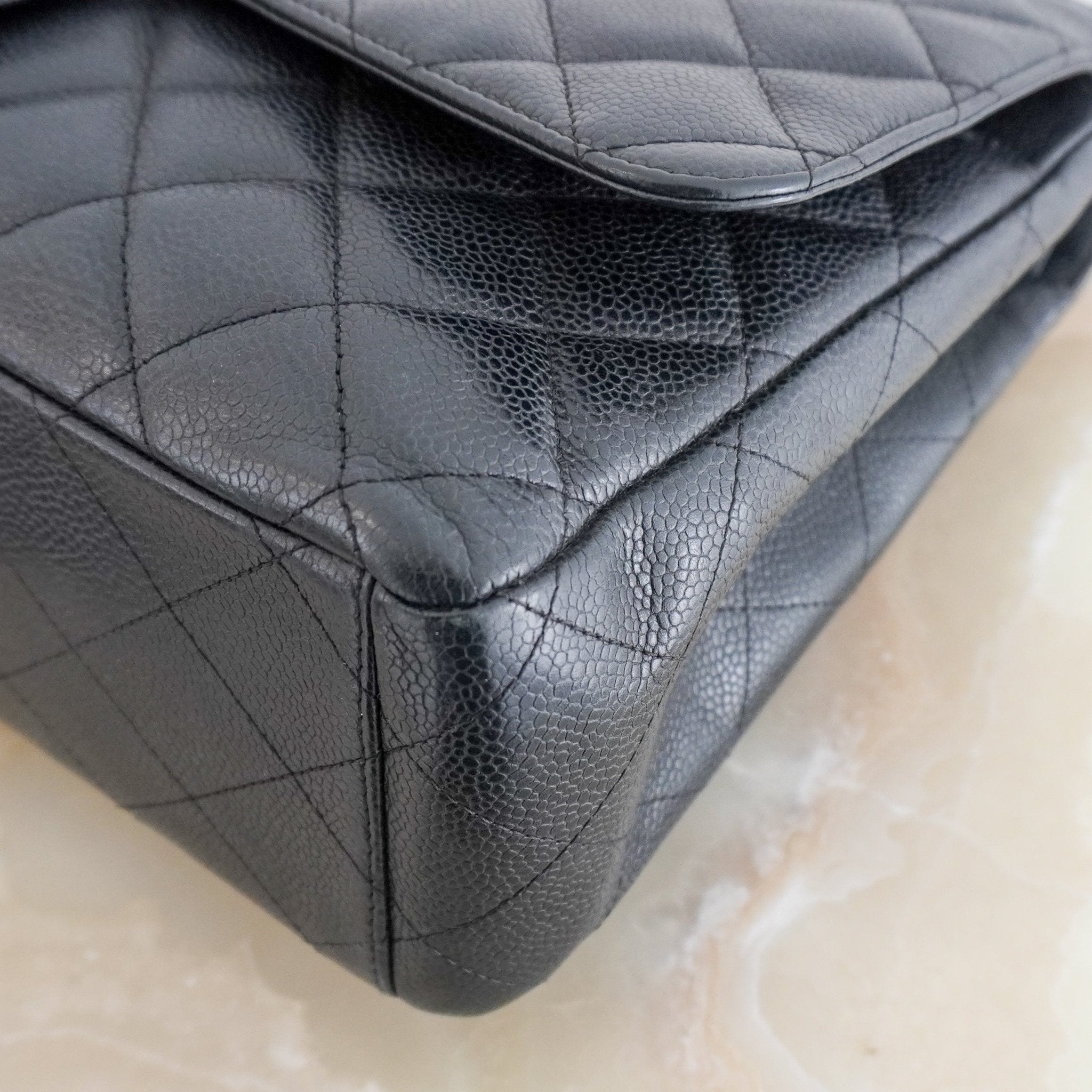Chanel Jumbo Classic Double Flap Bag in Black Caviar Leather RRP (£10,350) | Authentic Preloved - Reloved Again