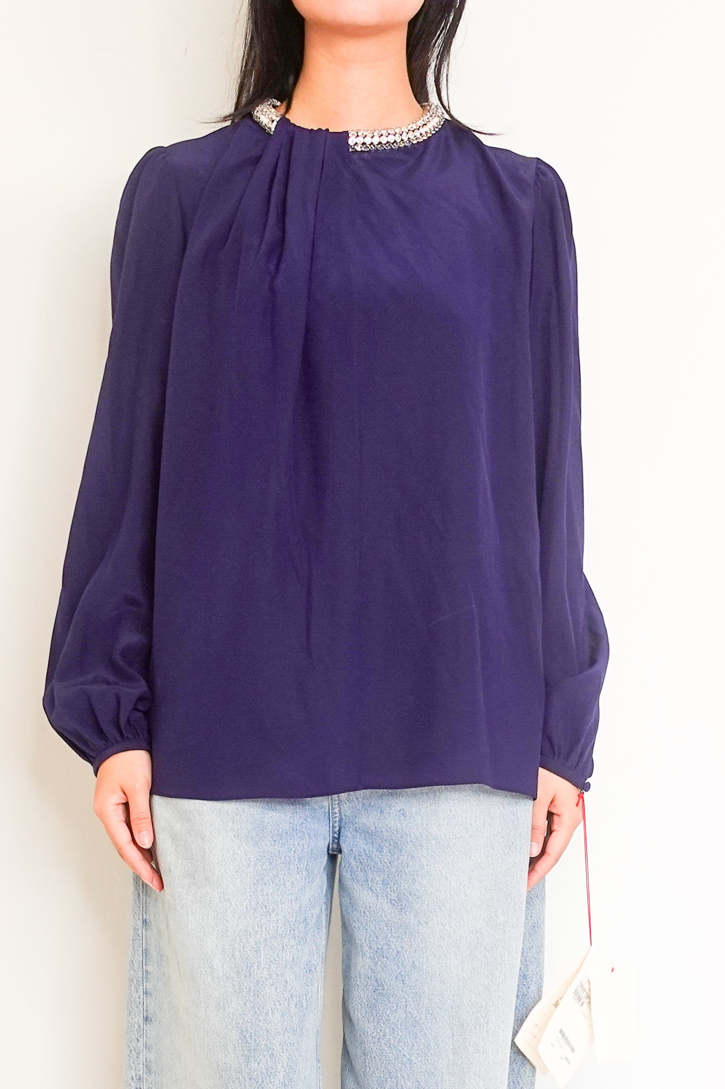 NEW navy blue silk top