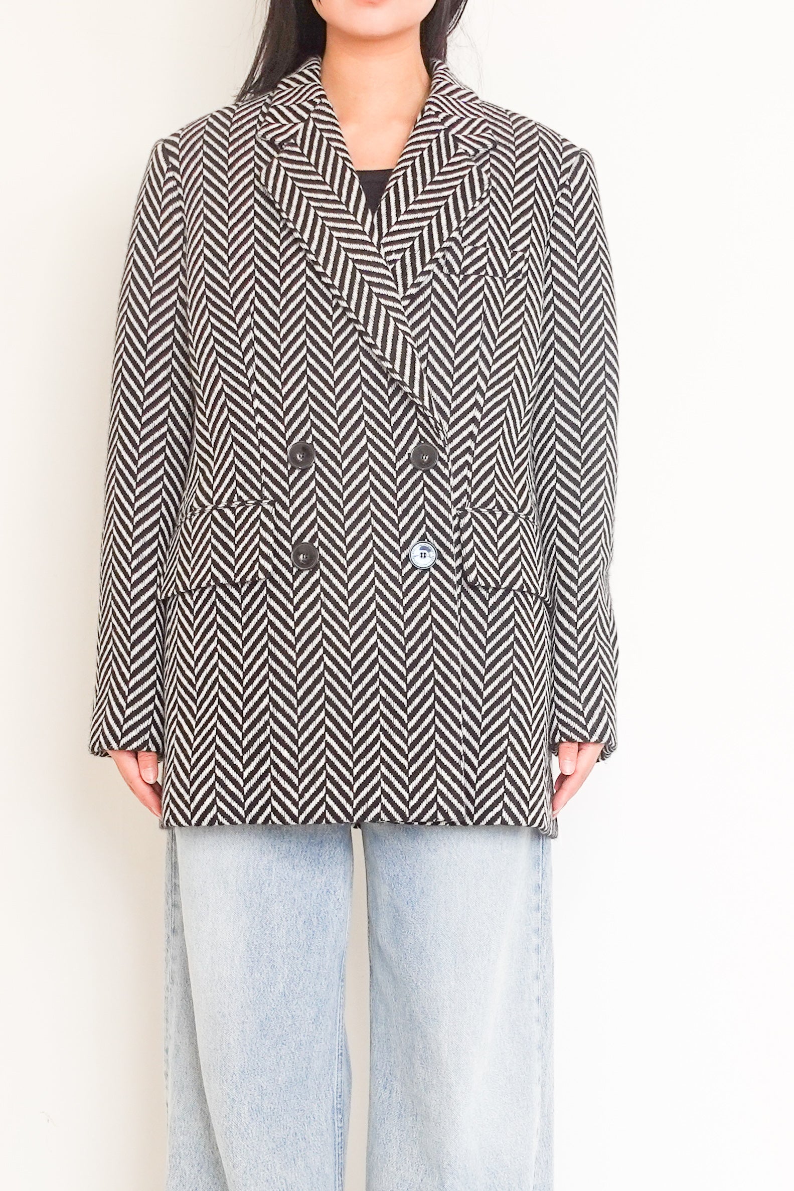 Chevron print double breasted coat RRP £1,200