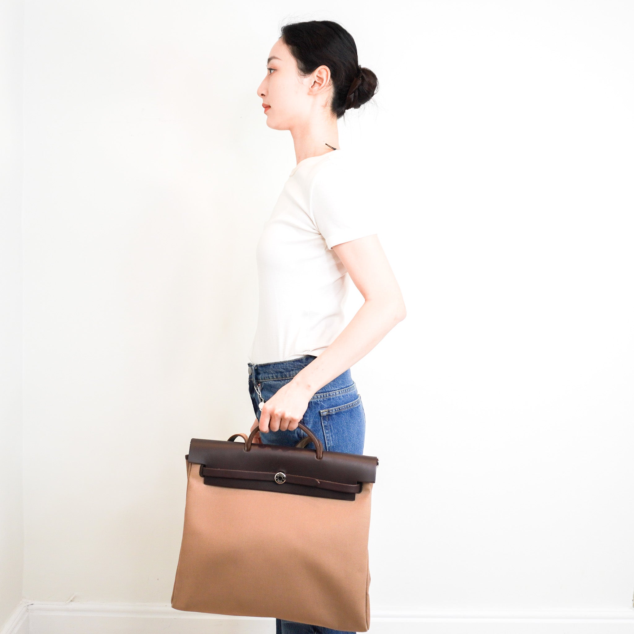 Hermès Herbag 39 2 Way in Etoupe RRP £3260 | Authentic Preloved - Reloved Again