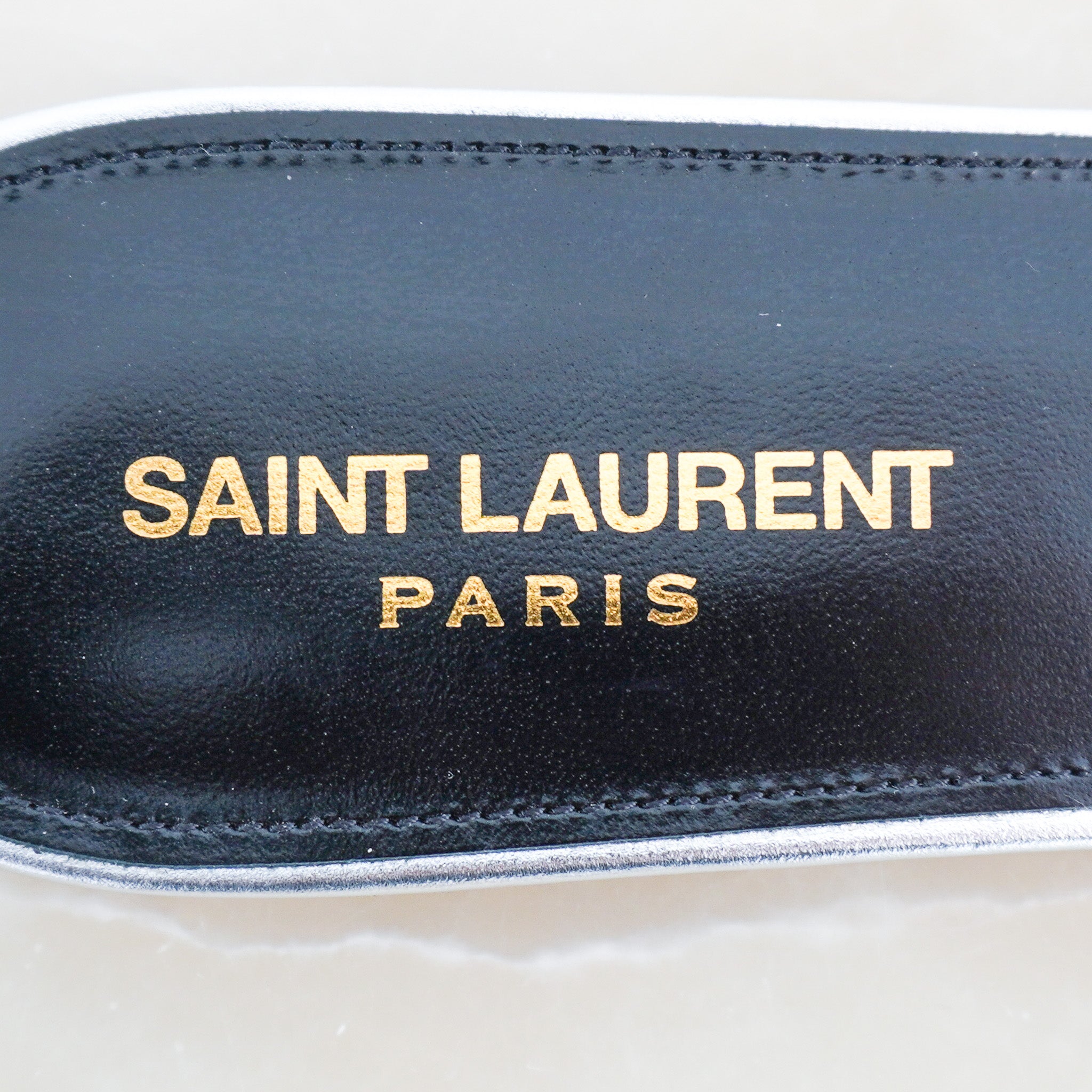 Saint Laurent Tribute Flats in Silver RRP £630 | Authentic Preloved - Reloved Again