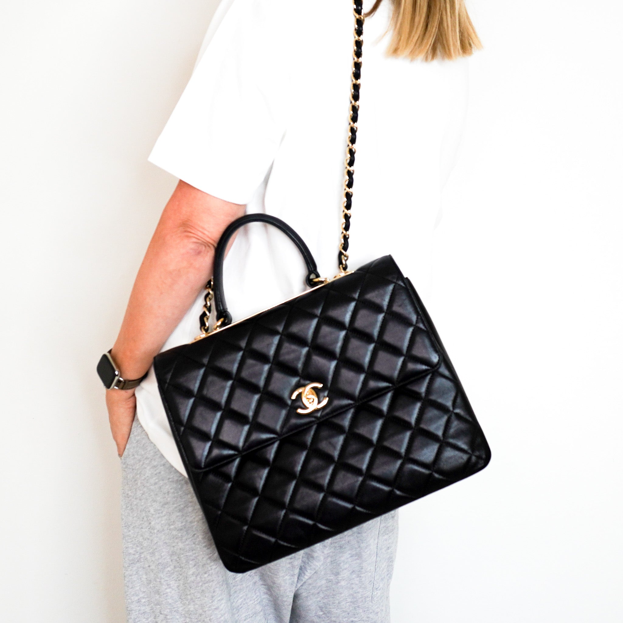 Chanel Large Lambskin Quilted Flap Bag with Top Handle | Authentic Preloved - Reloved Again