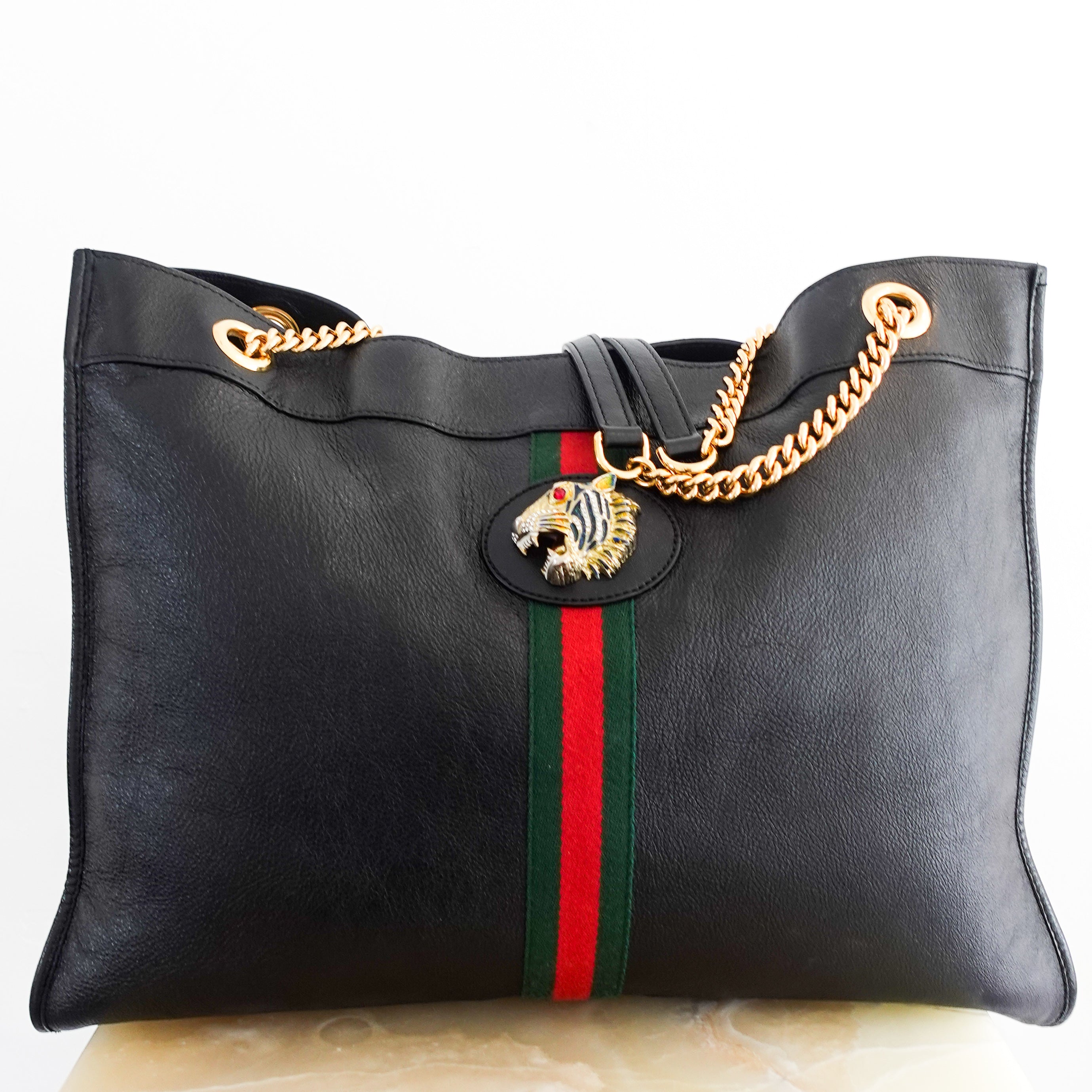 Gucci Raja Black Tote bag with Tiger head | Authentic Preloved