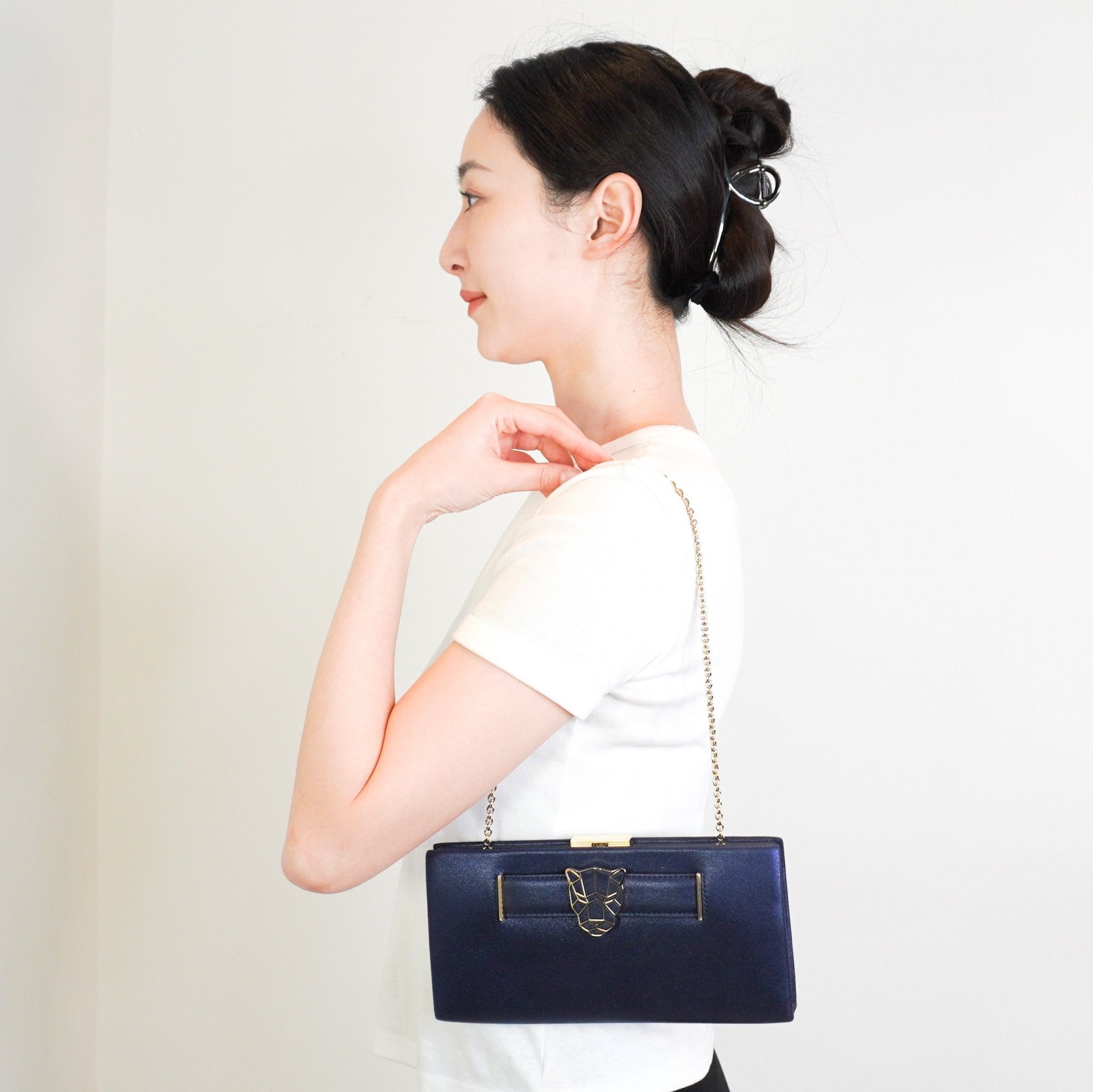 Cartier Navy Panthere De Cartier Leather Clutch RRP £2200 | Authentic Preloved - Reloved Again