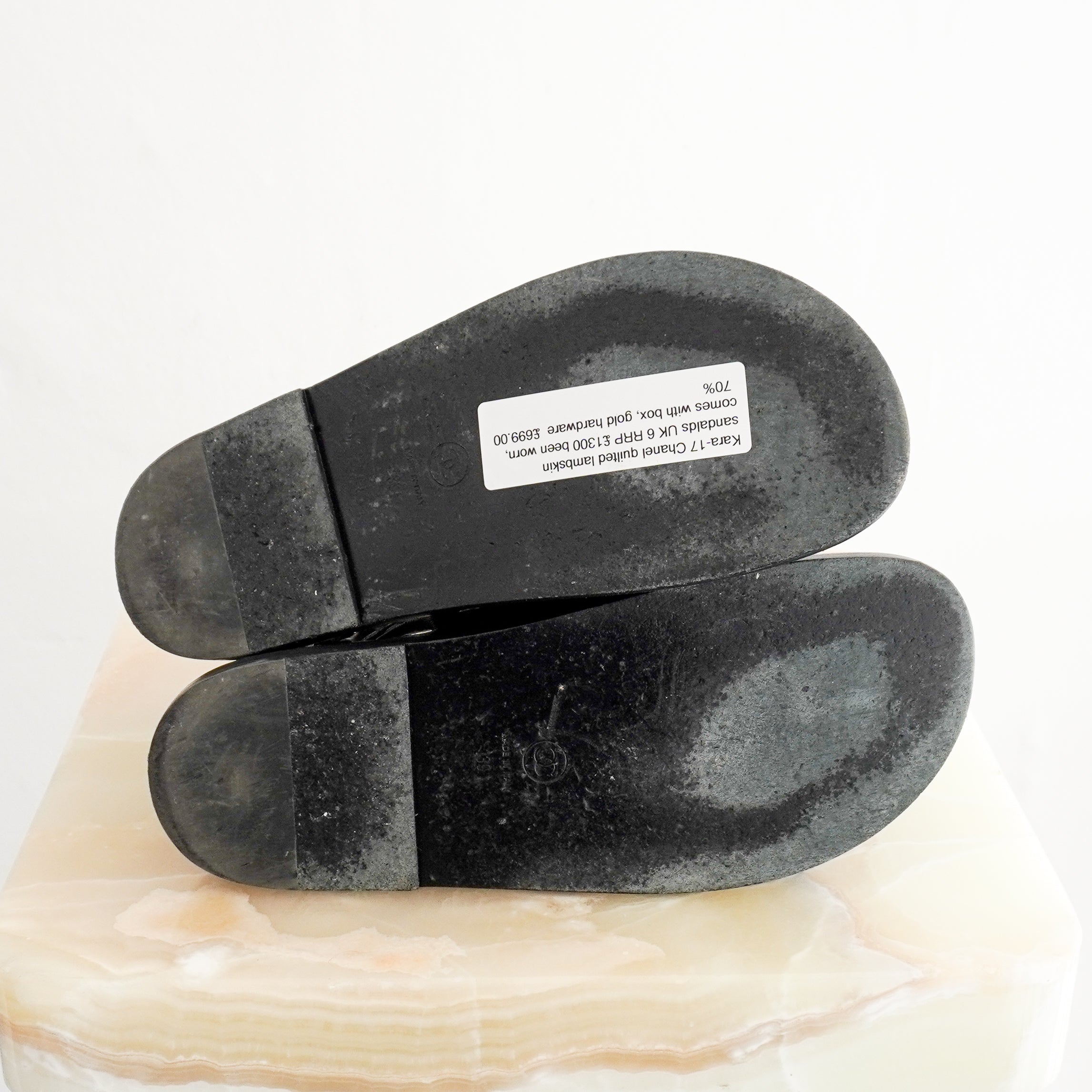 Chanel Black & Gold CC Quilted Leather Dad Sandals (RRP £1360) | Authentic Preloved