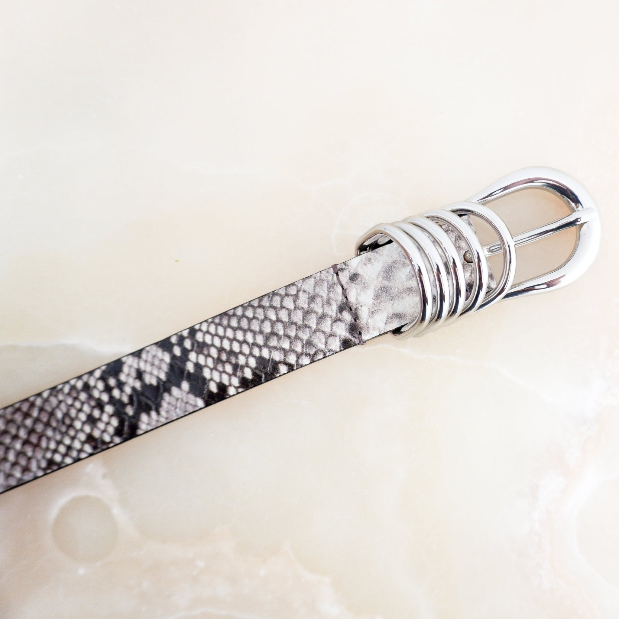 Déhanche Hollyhock Black Viper Leather Belt with Silver Hardware (RRP £245) | Authentic Preloved FINAL SALE - Reloved Again
