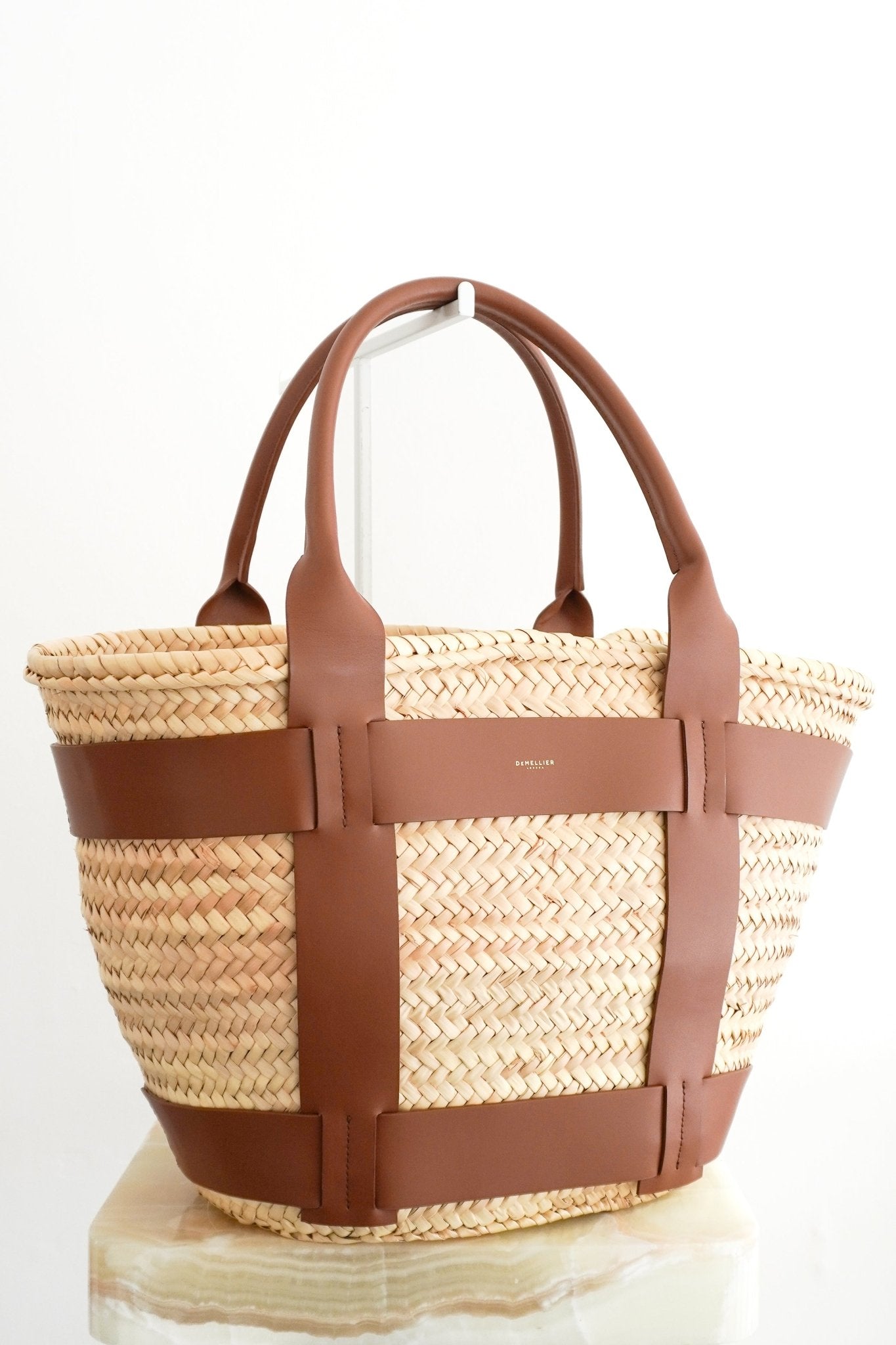 Demellier Maxi Santorini Basket Bag in Natural Tan (RRP £350) | Authentic Preloved - Reloved Again