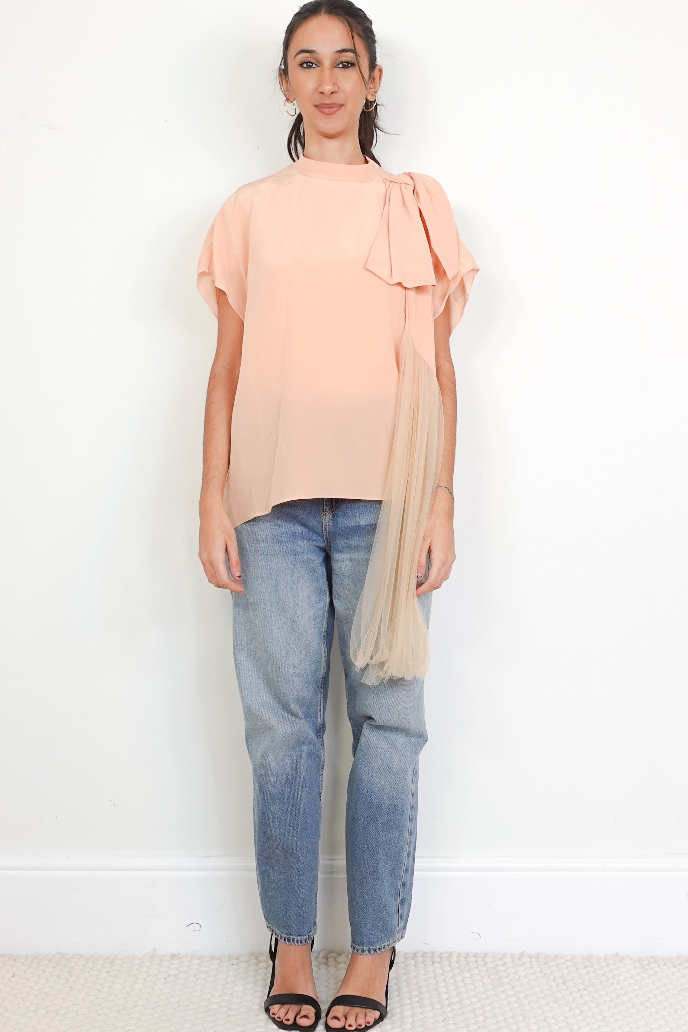 Delpozo-Pink-Bow-Silk-Top-front-picture-Chelsea-London
