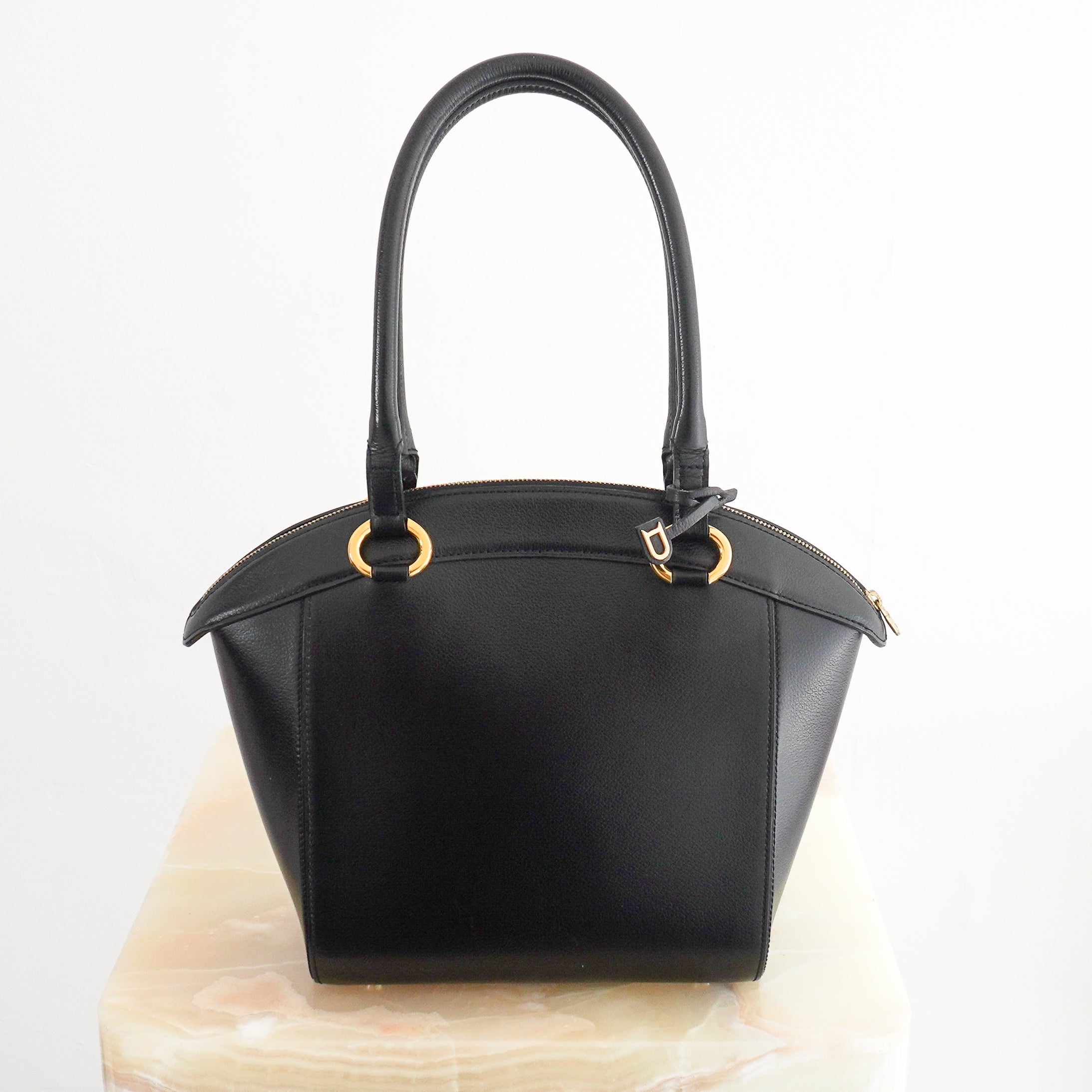 Delvaux Vintage Charme Bag in Black Jumping Calf Leather with Gold-Tone Hardware back photo chelsea london