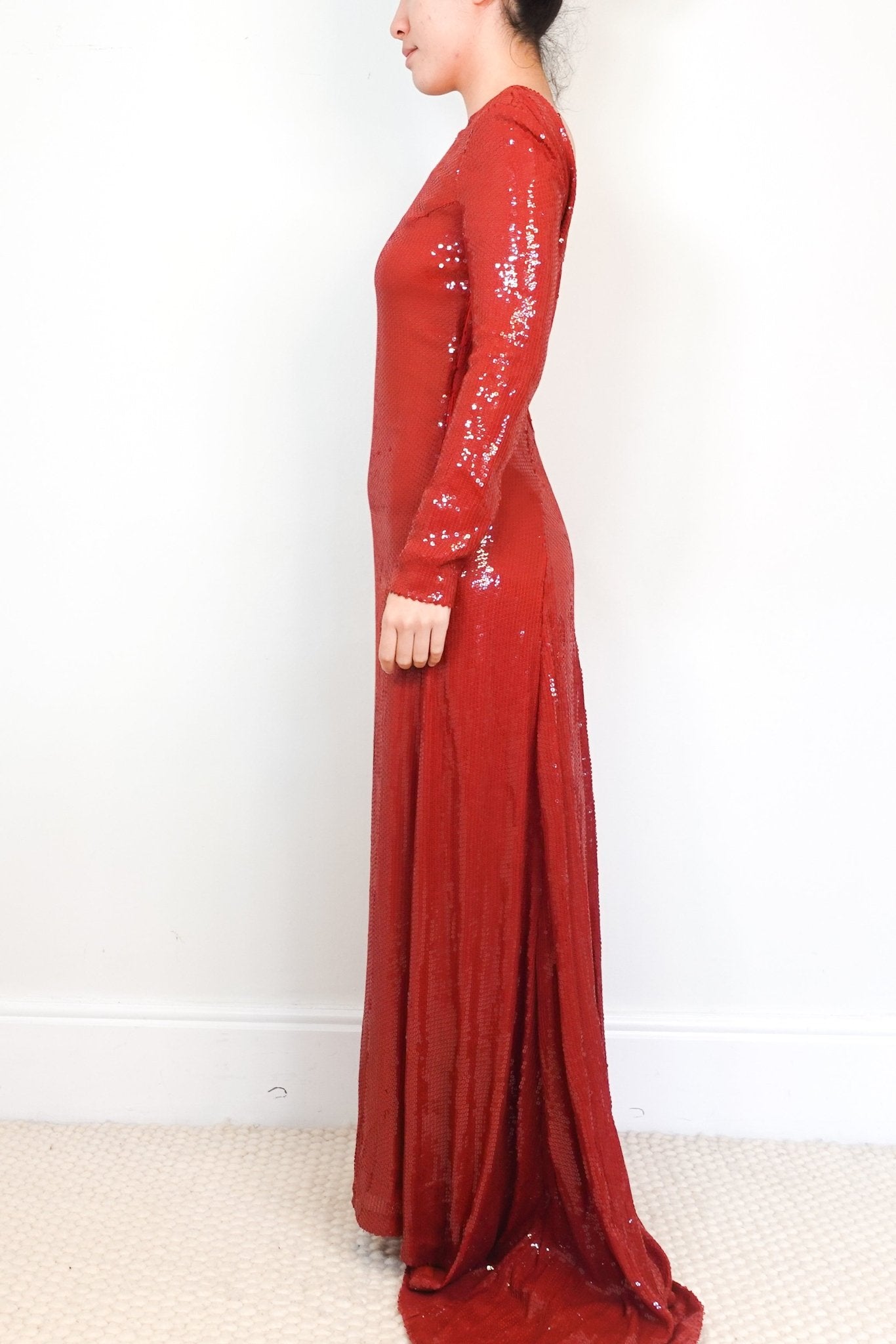 Diane Von Furstenberg Red Sequin Maxi Dress RRP £700 | Authentic Preloved - Reloved Again