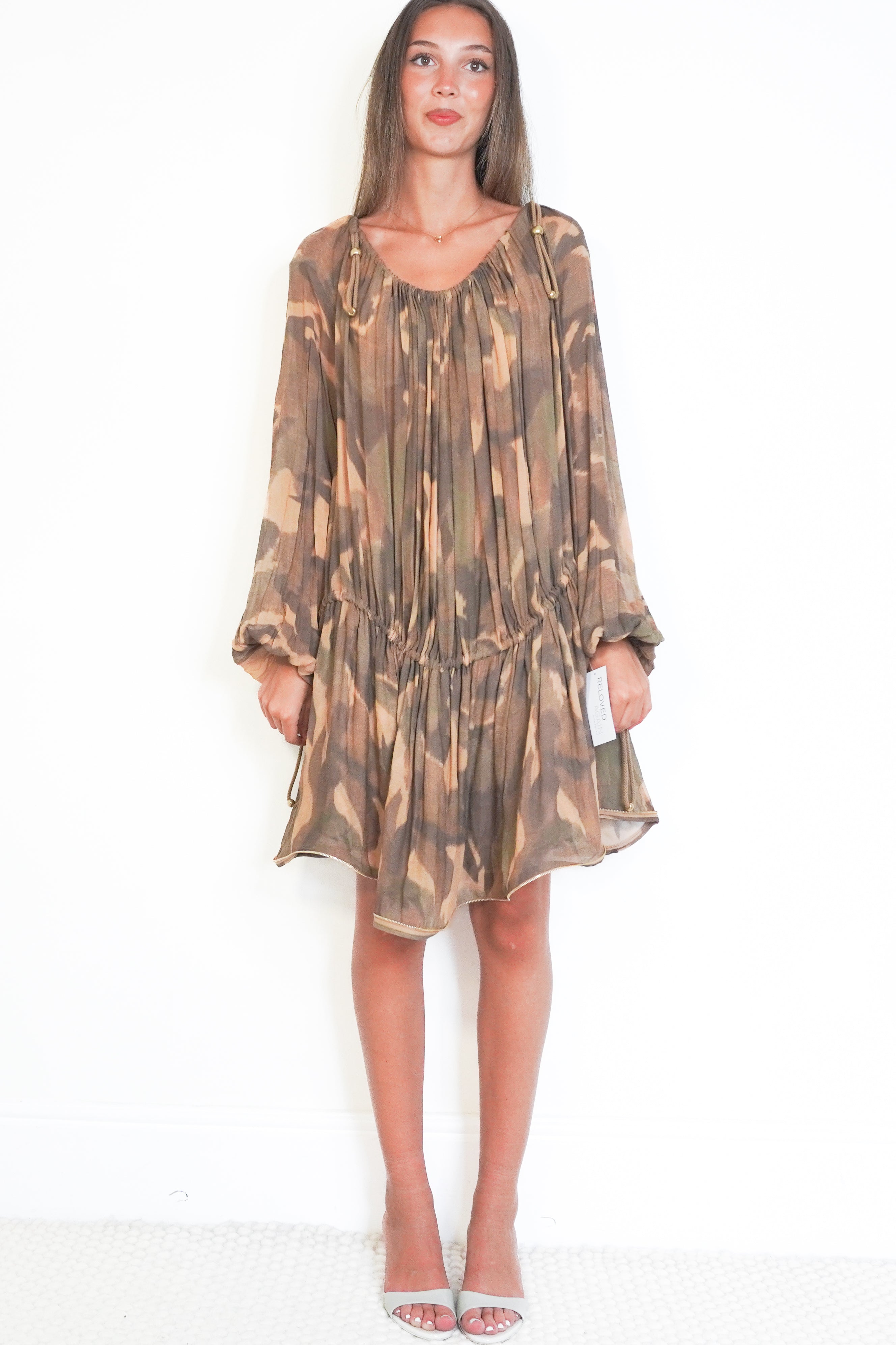 Dion Lee Dark Camo Balloon Mini Dress front photo chelsea london