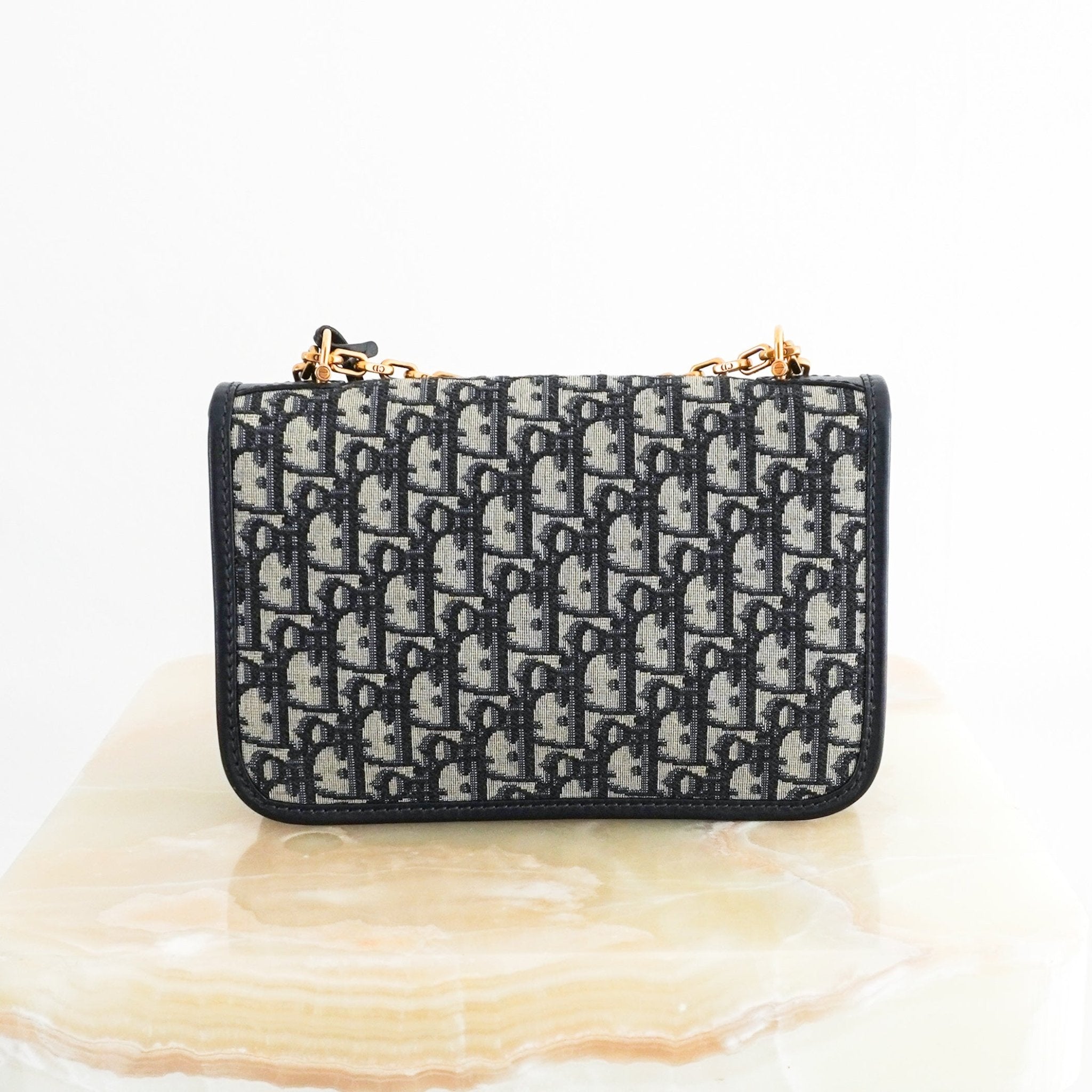 Dior-Blue-Oblique-Canvas-Dioraddict-Medium-Flap-Bag-back-picture-Chelsea-London