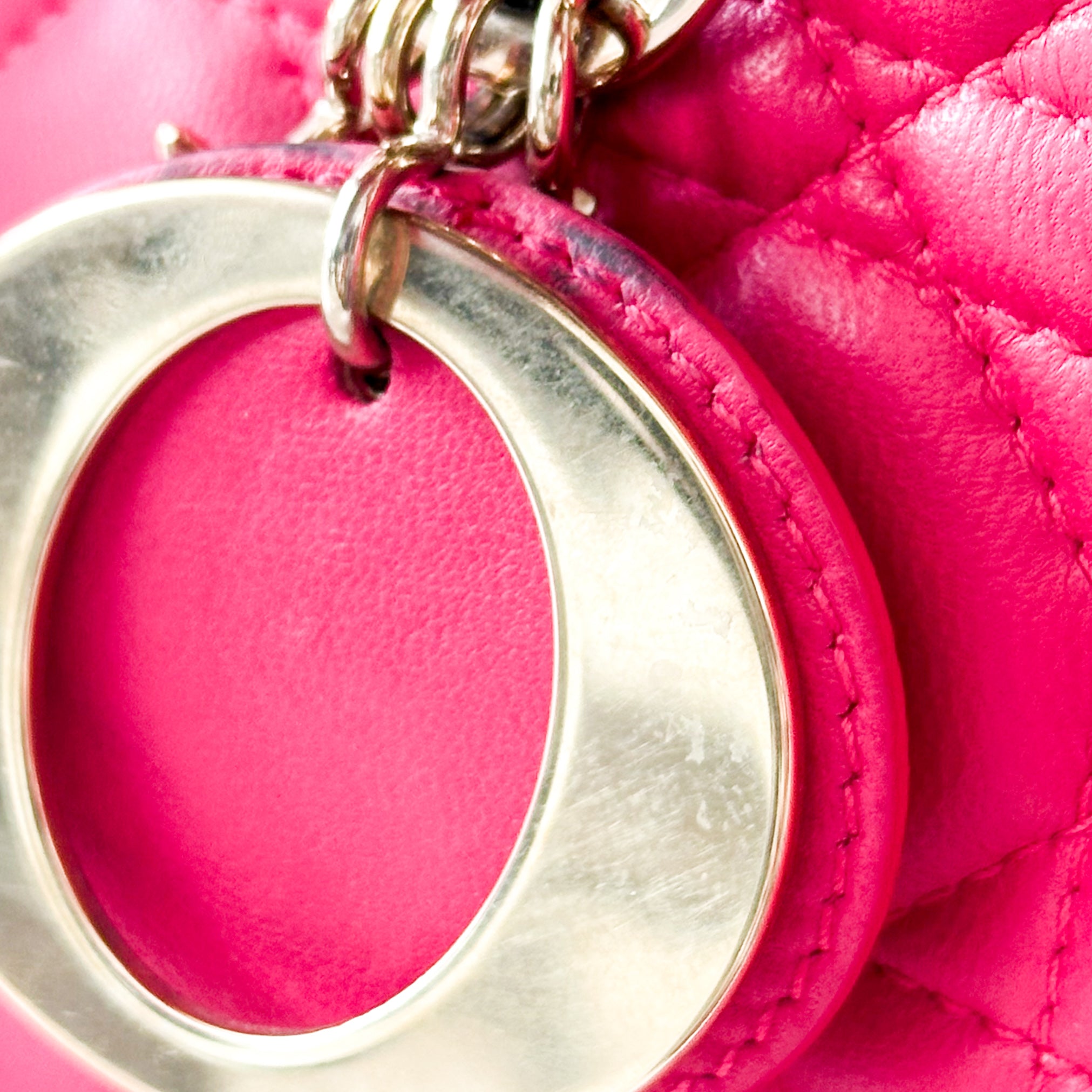 Dior-Large-Pink-Leather-Lady-Bag-cd-hardware-wear-picture