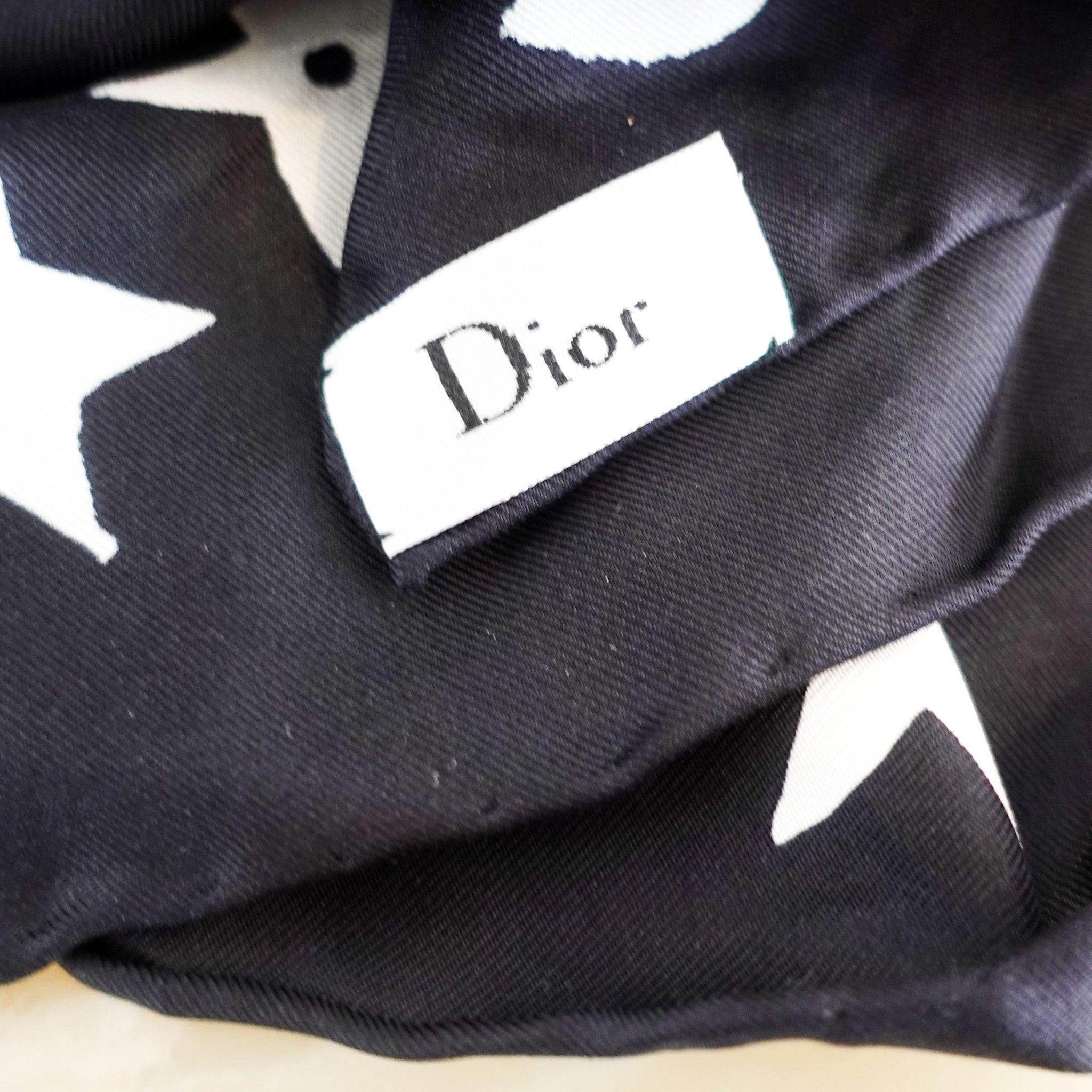 Dior silk Christian Dior star scarf in black RRP £170 | Authentic Preloved - Reloved Again