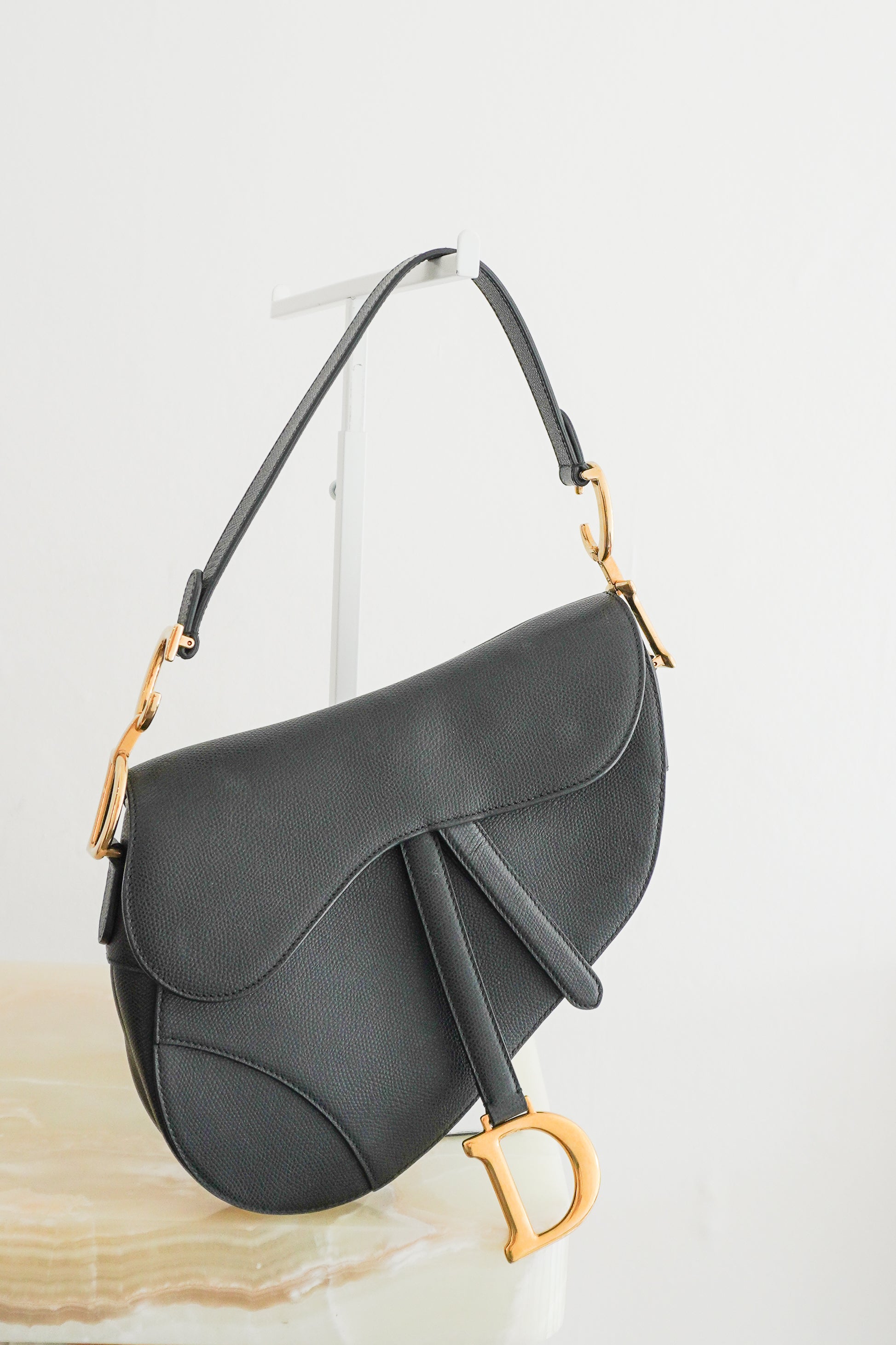 Dior Black Calfskin Mini Saddle Shoulder Bag front photo chelsea london