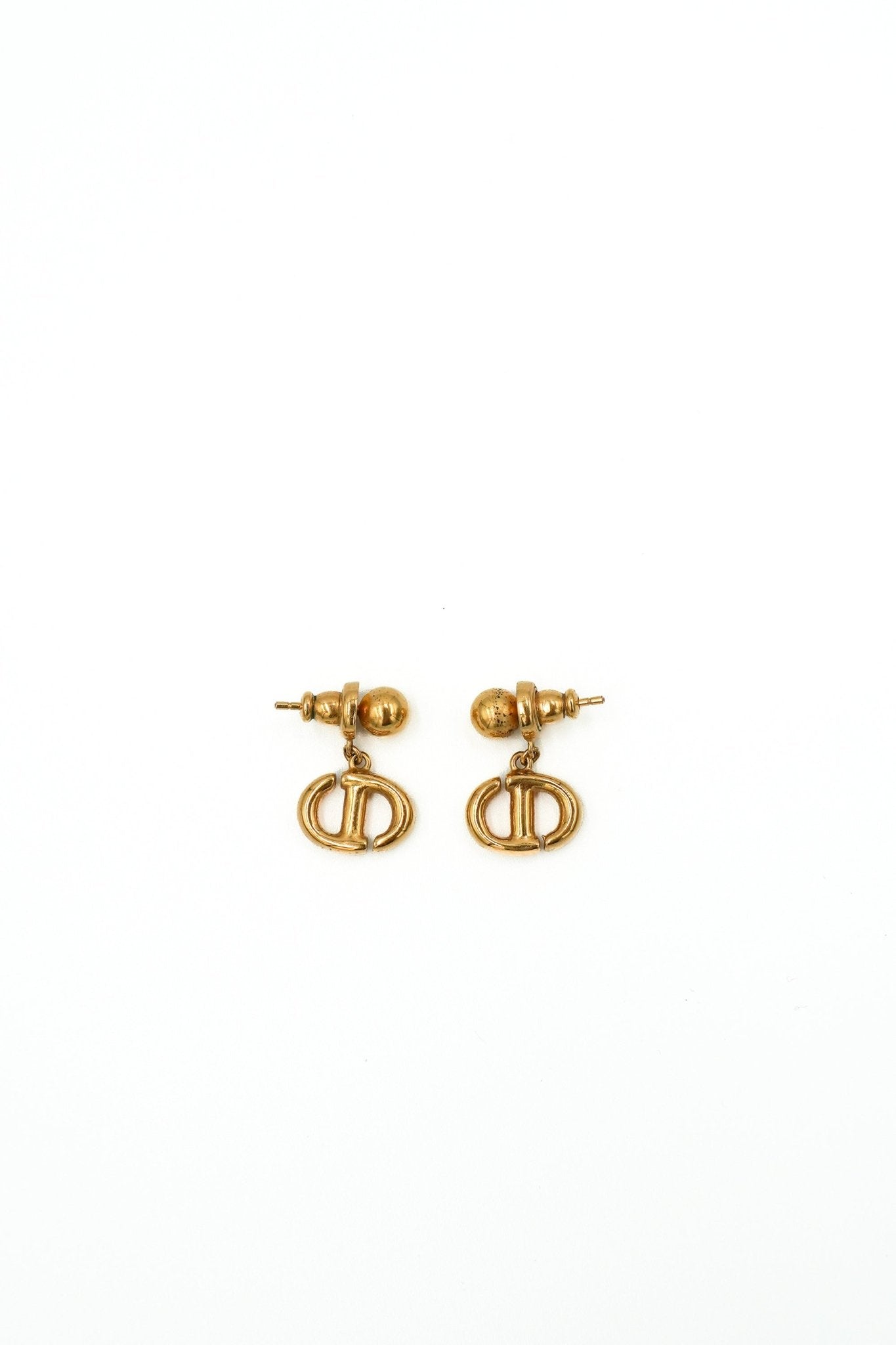 Dior CD Drop Earrings in Gold-Tone Metal (RRP £330) | Authentic Preloved FINAL SALE - Reloved Again