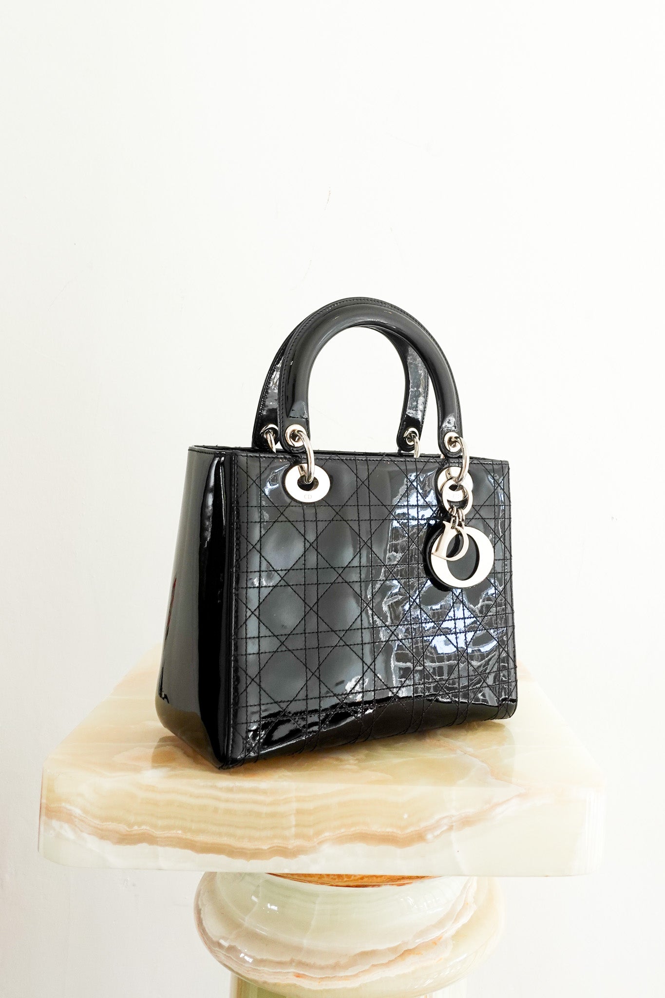 Dior Medium Black Patent Leather Lady Bag RRP £5300 | Authentic Preloved