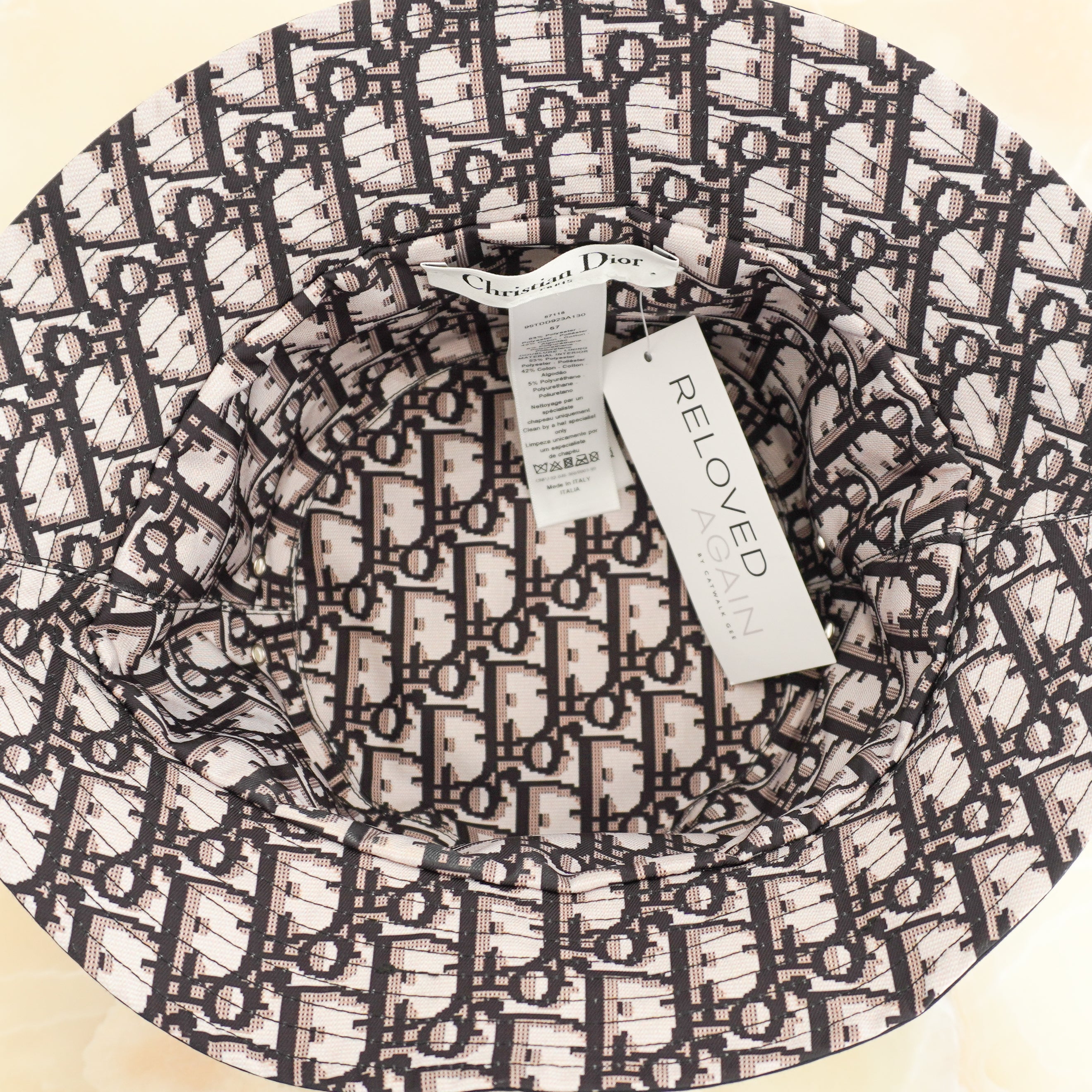Dior Reversible Teddy-D Small Brim Bucket Hat in Black inside photo chelsea london