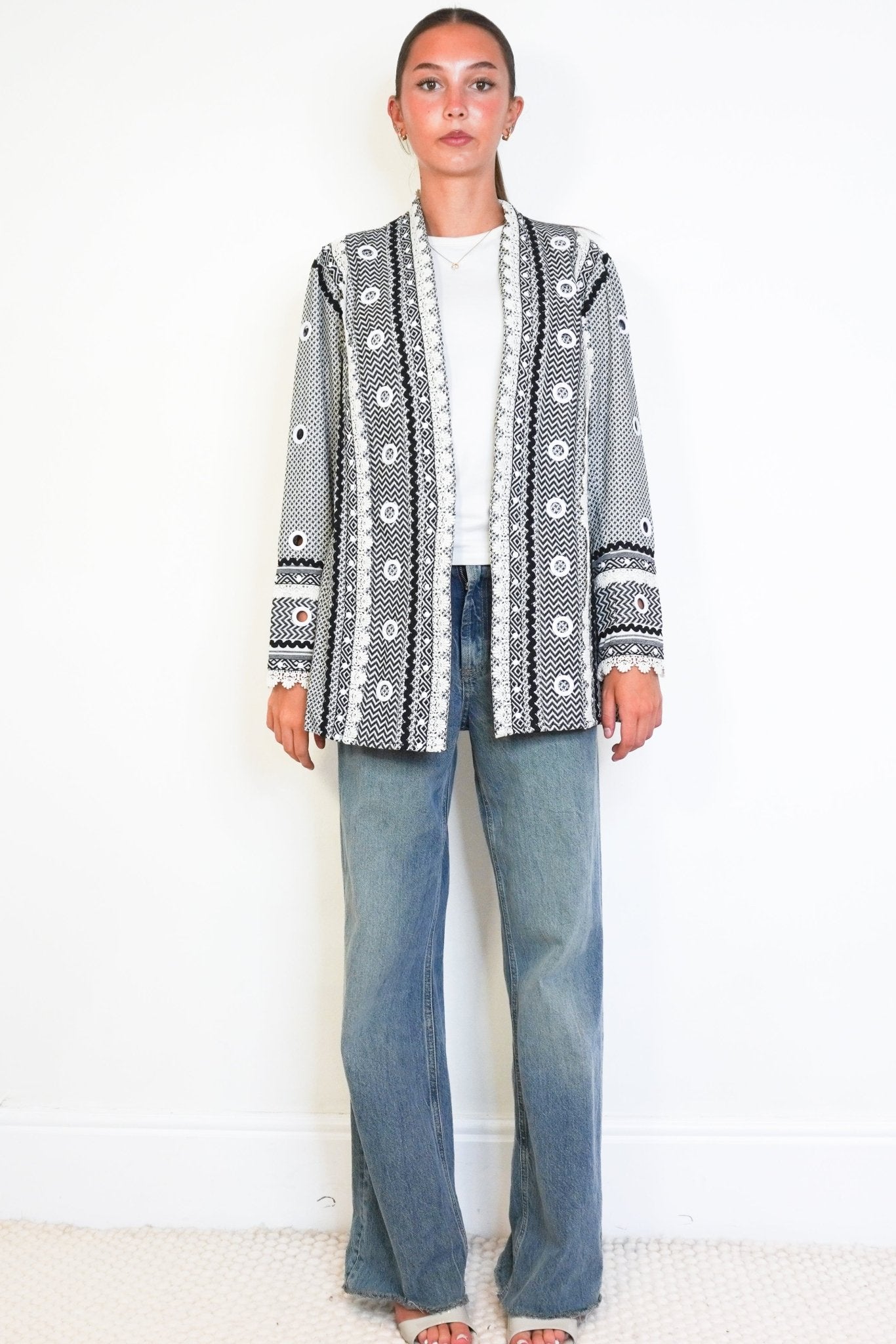Dodo Bar Or Houndstooth Black & White Cardigan (RRP £500) | Authentic Preloved - Reloved Again