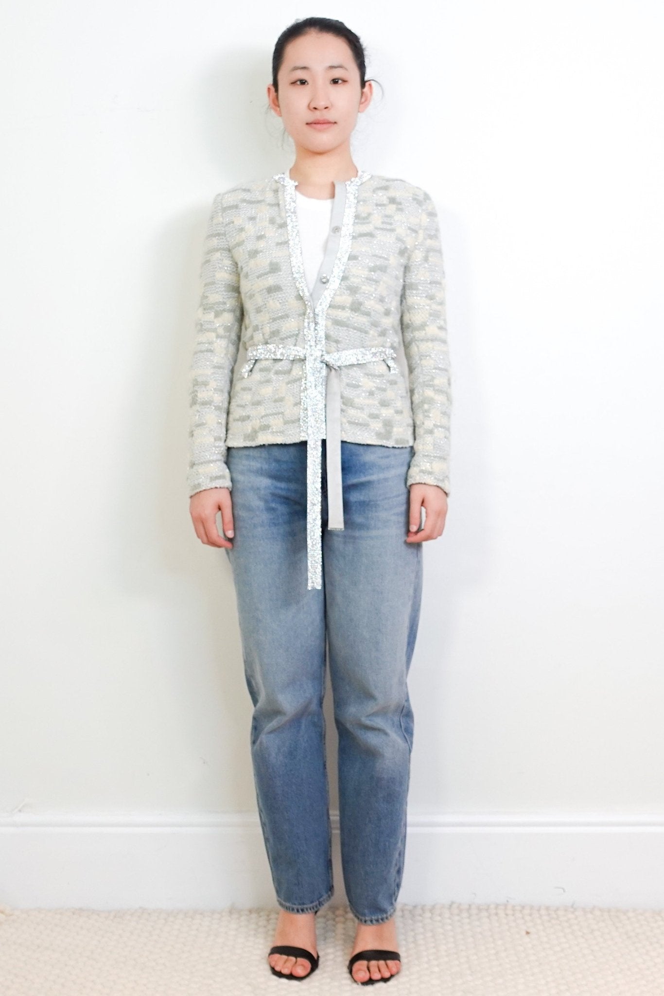 Dolce & Gabbana Grey and White Embellished Cardigan RRP £1800 | Authentic Preloved - Reloved Again