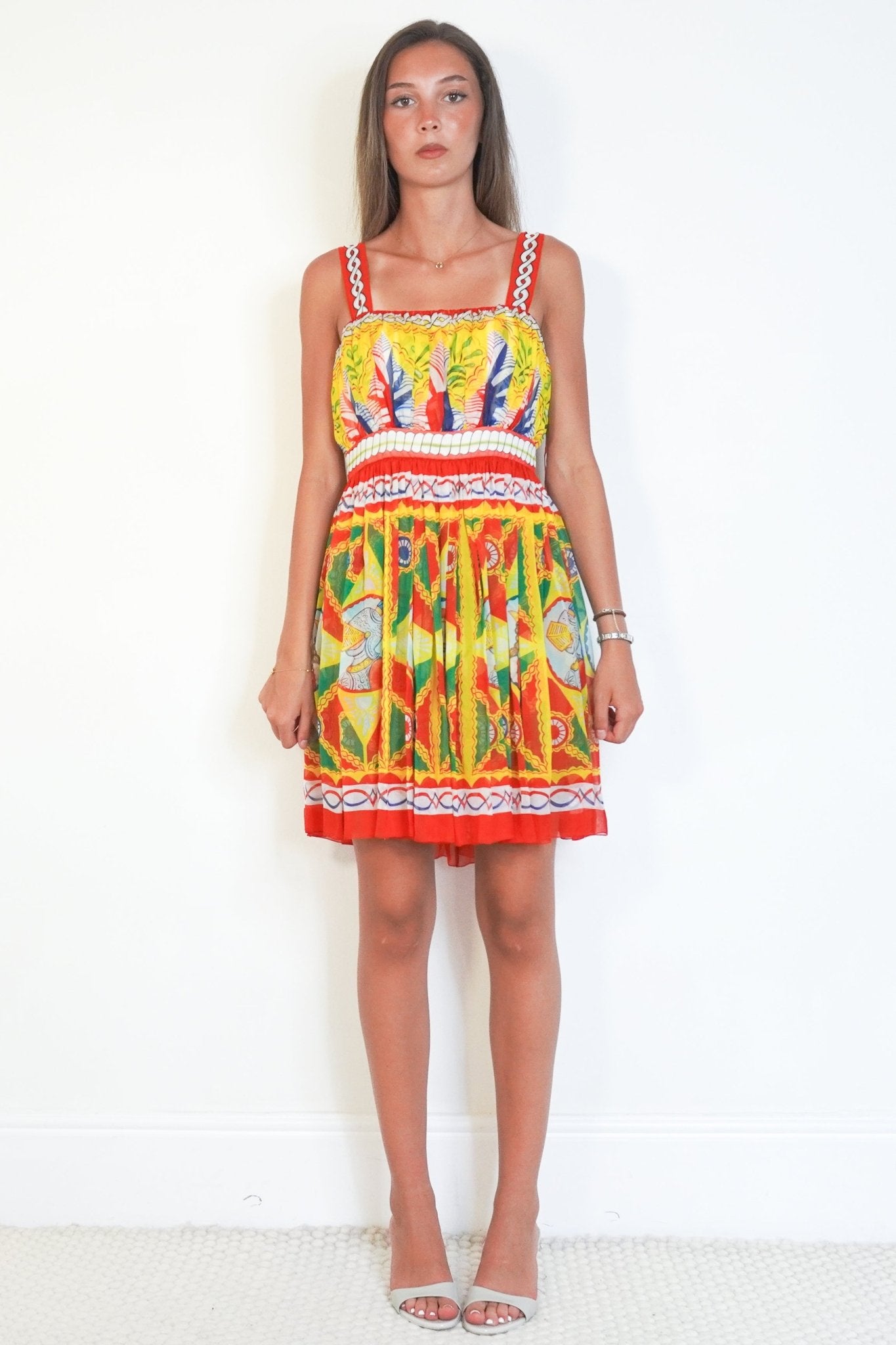 Dolce & Gabbana Multicolour Carretto Chiffon Mini Dress (RRP £1800) | Authentic Preloved - Reloved Again