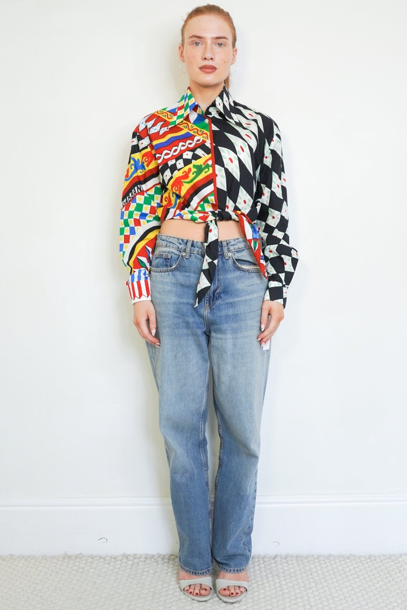 Dolce & Gabbana Multicolour Geometric Harlequin Print Cotton Shirt (RRP £450) | Authentic Preloved - Reloved Again