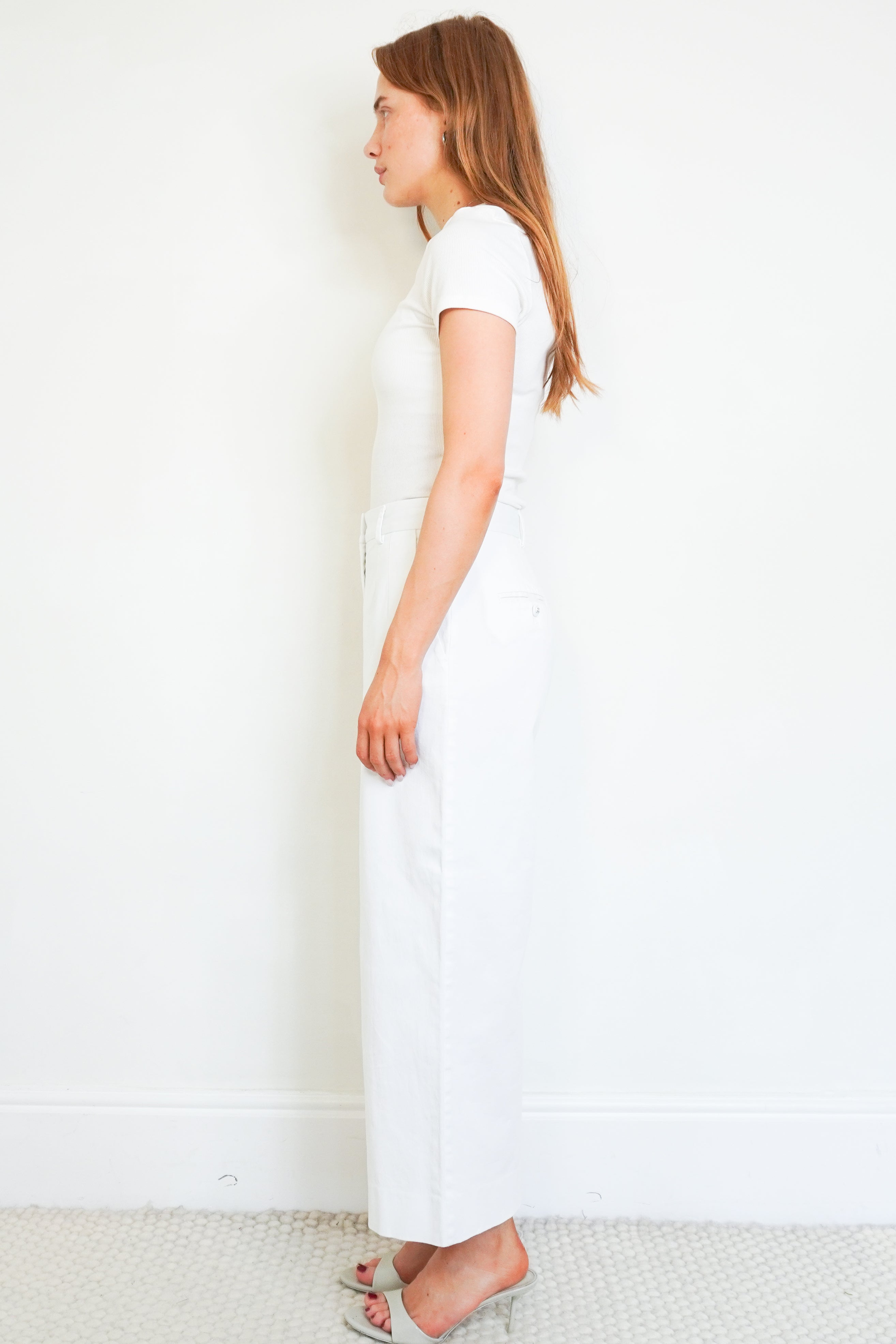 Dolce &amp; Gabbana White Cotton Wide Leg Trousers side photo chelsea london