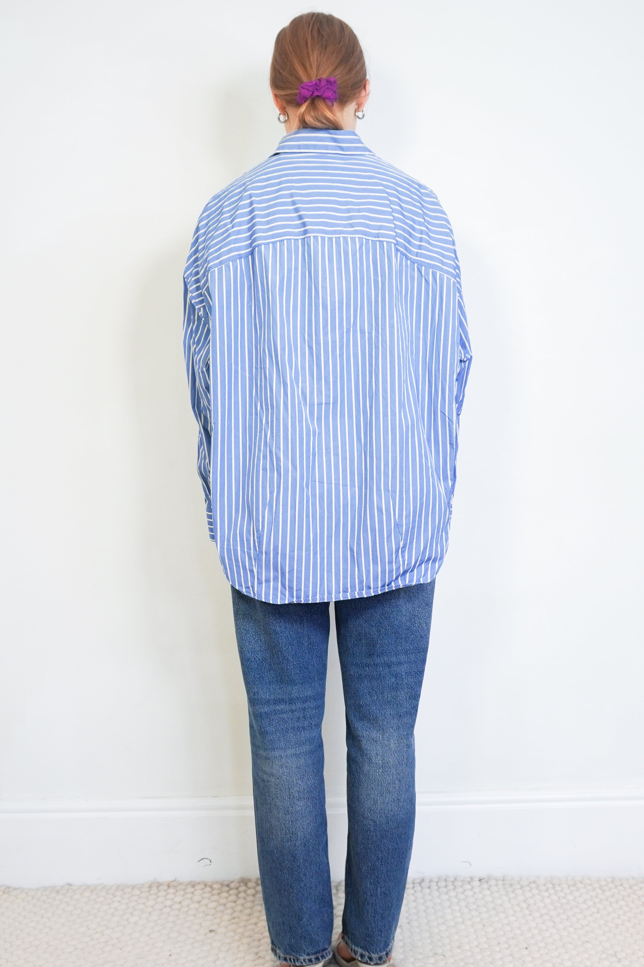 Dries Van Noten Blue and White Striped back