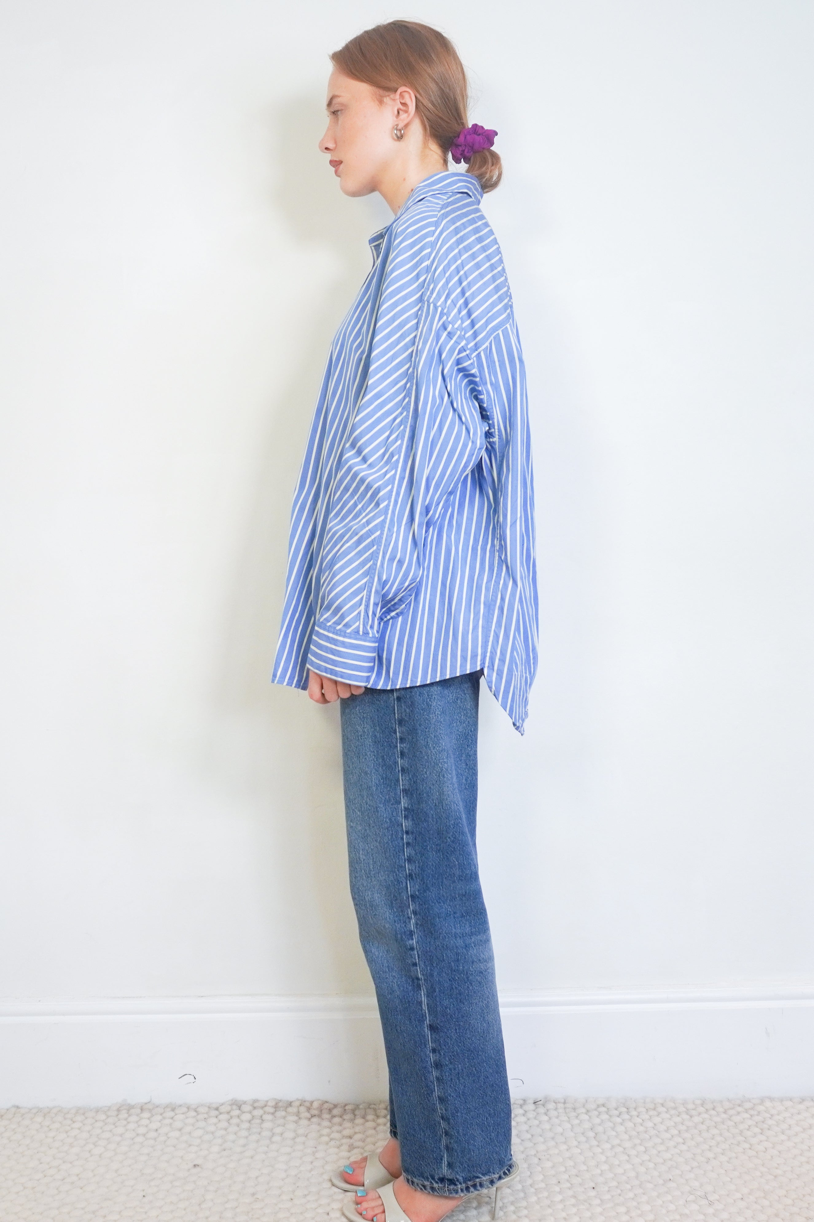 Dries Van Noten Blue and White Striped side