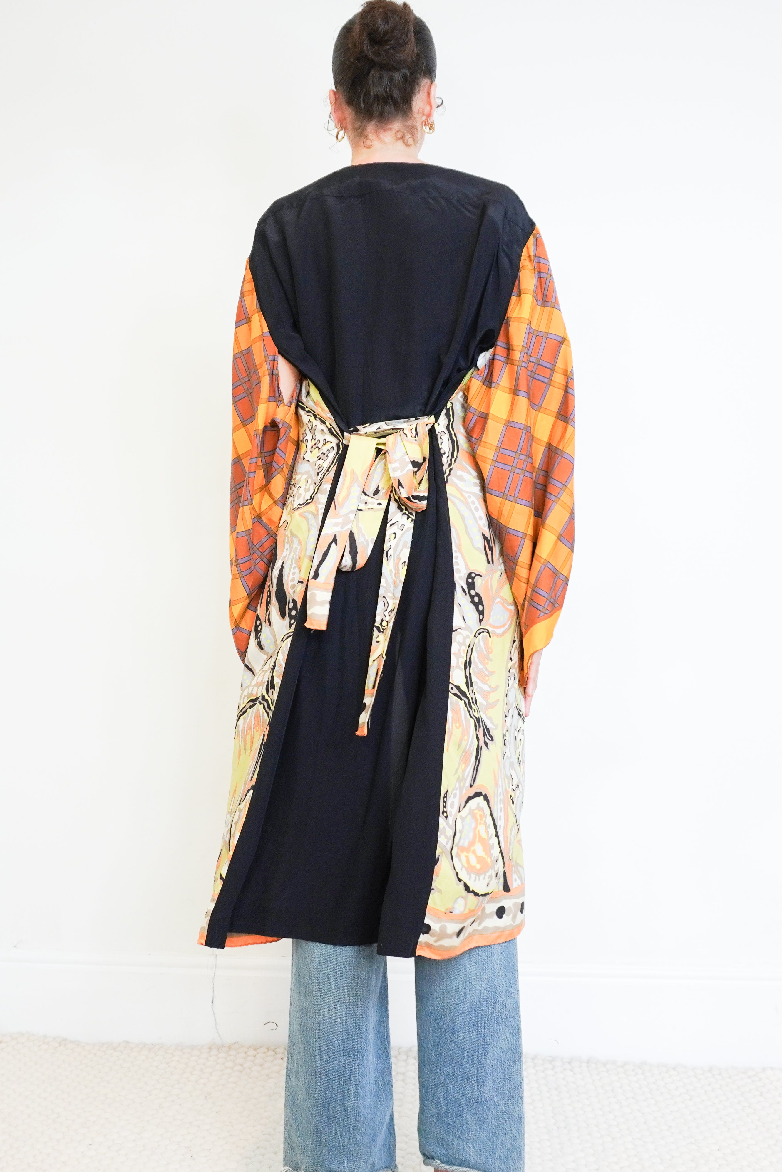 Dries Van Noten Orange Patterned Kimono Jacket back photo chelsea london