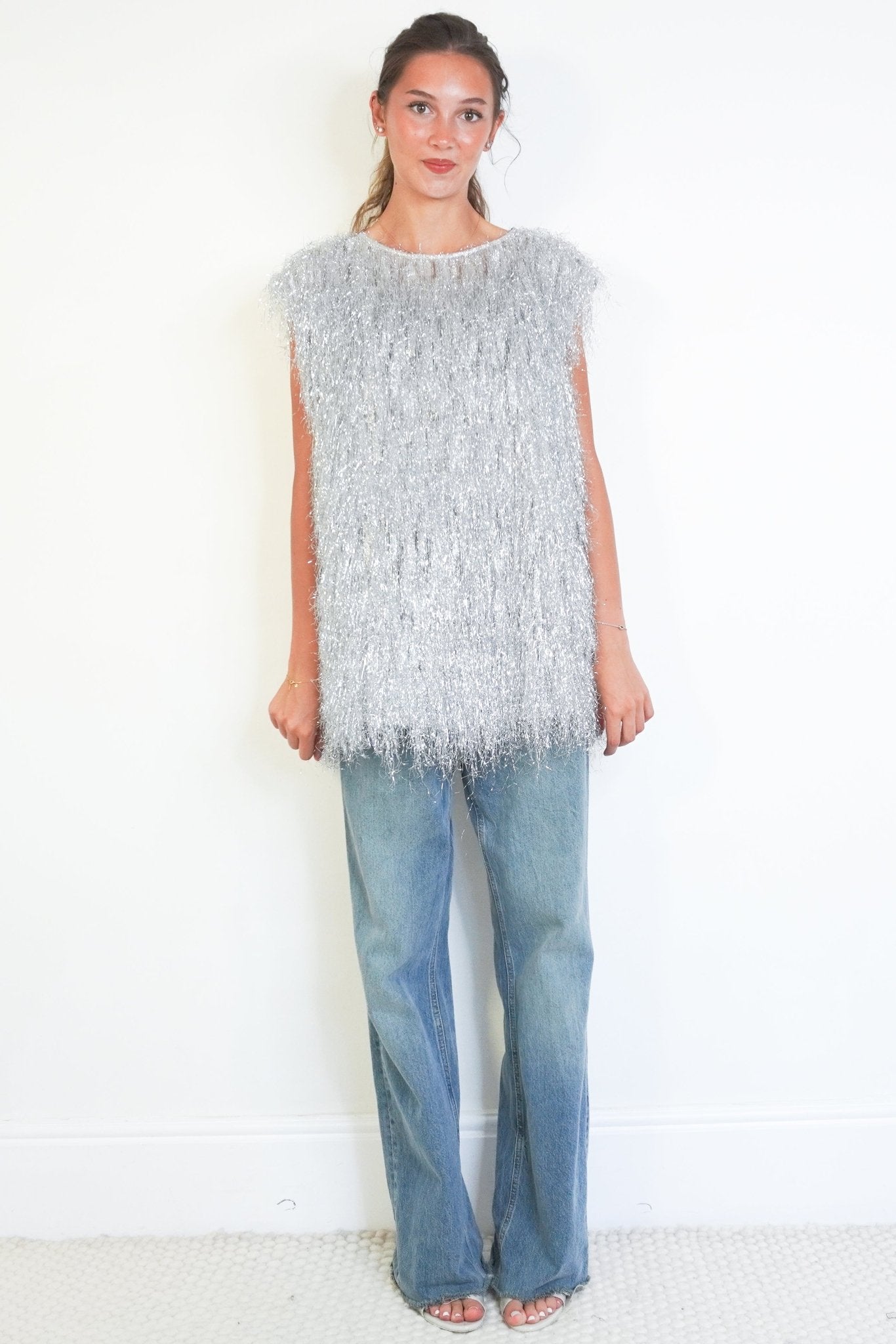 Dries Van Noten Silver Metallic Fringe Sleeveless Top (RRP £950) | Authentic Preloved - Reloved Again