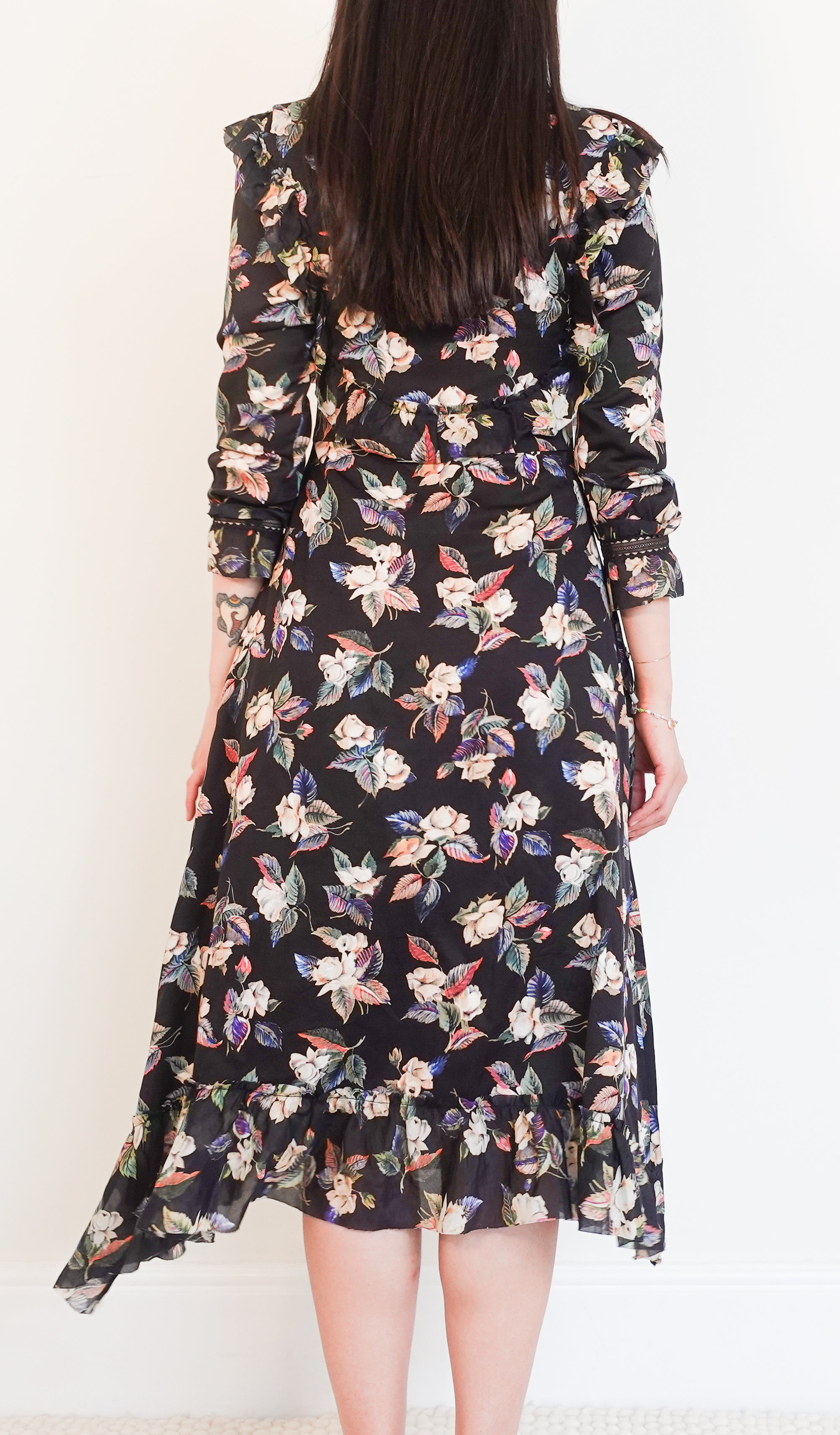 Black floral midi dress RRP £750