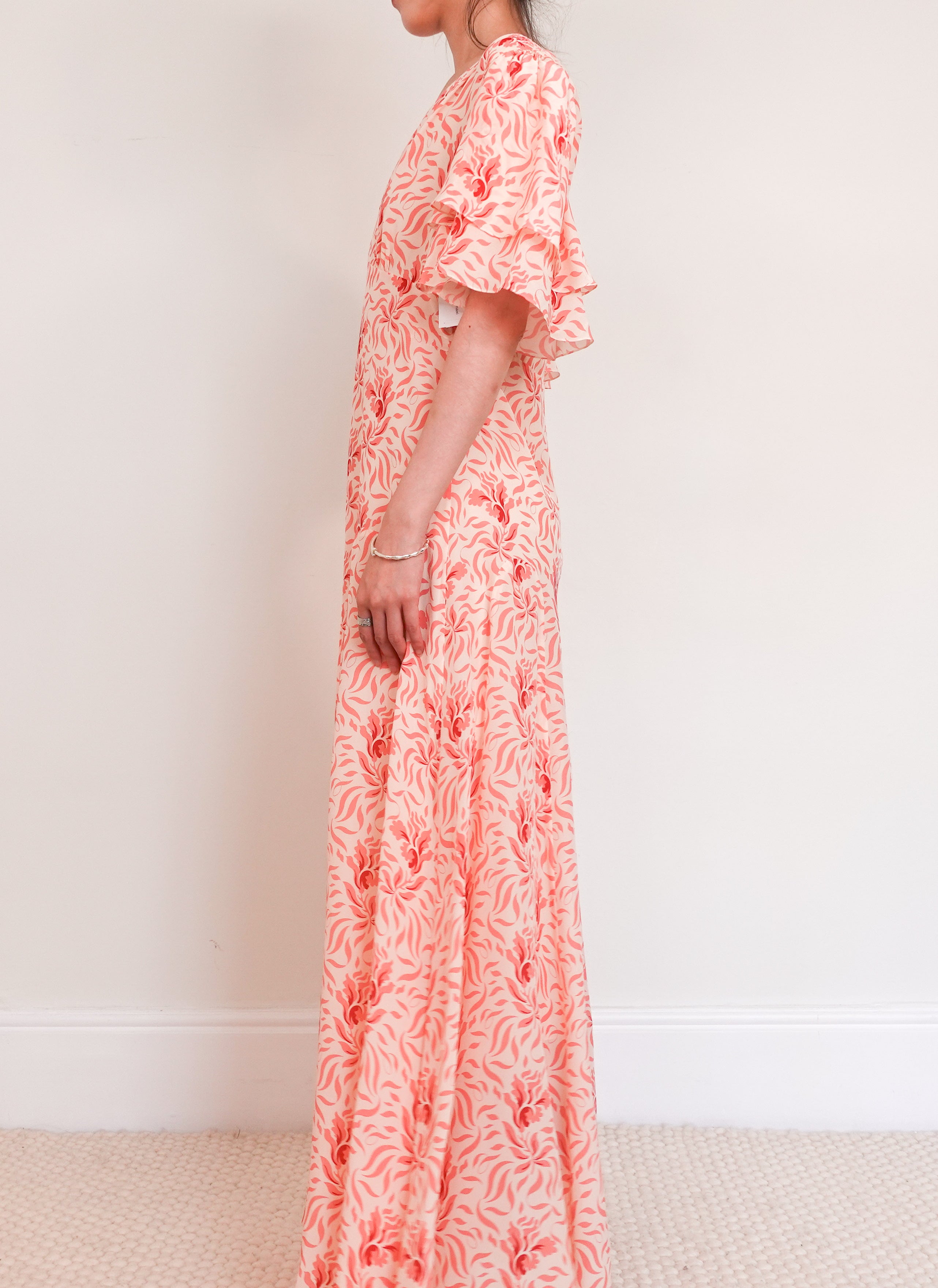 Pink floral maxi dress