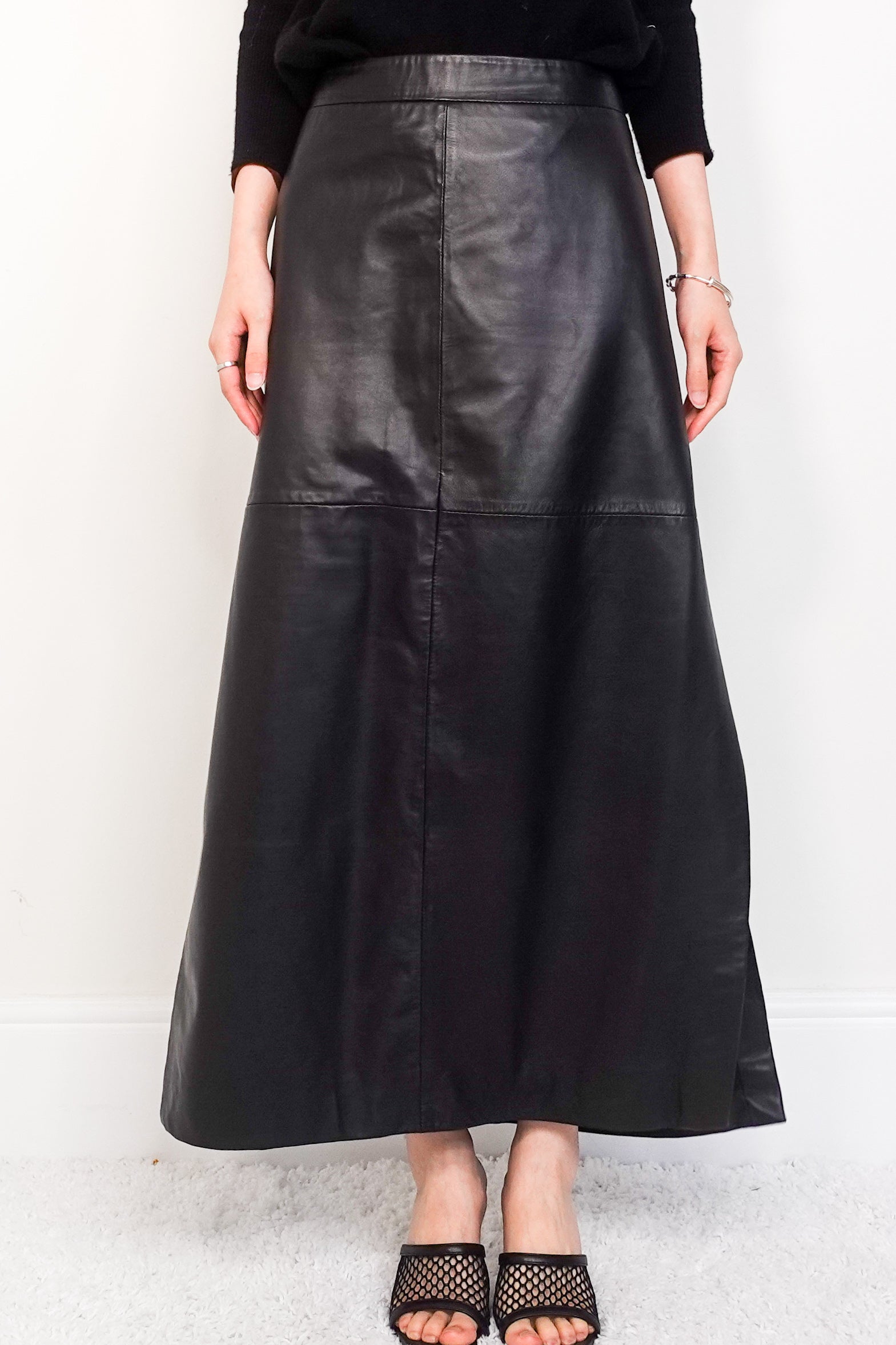 Black leather skirt RRP £280