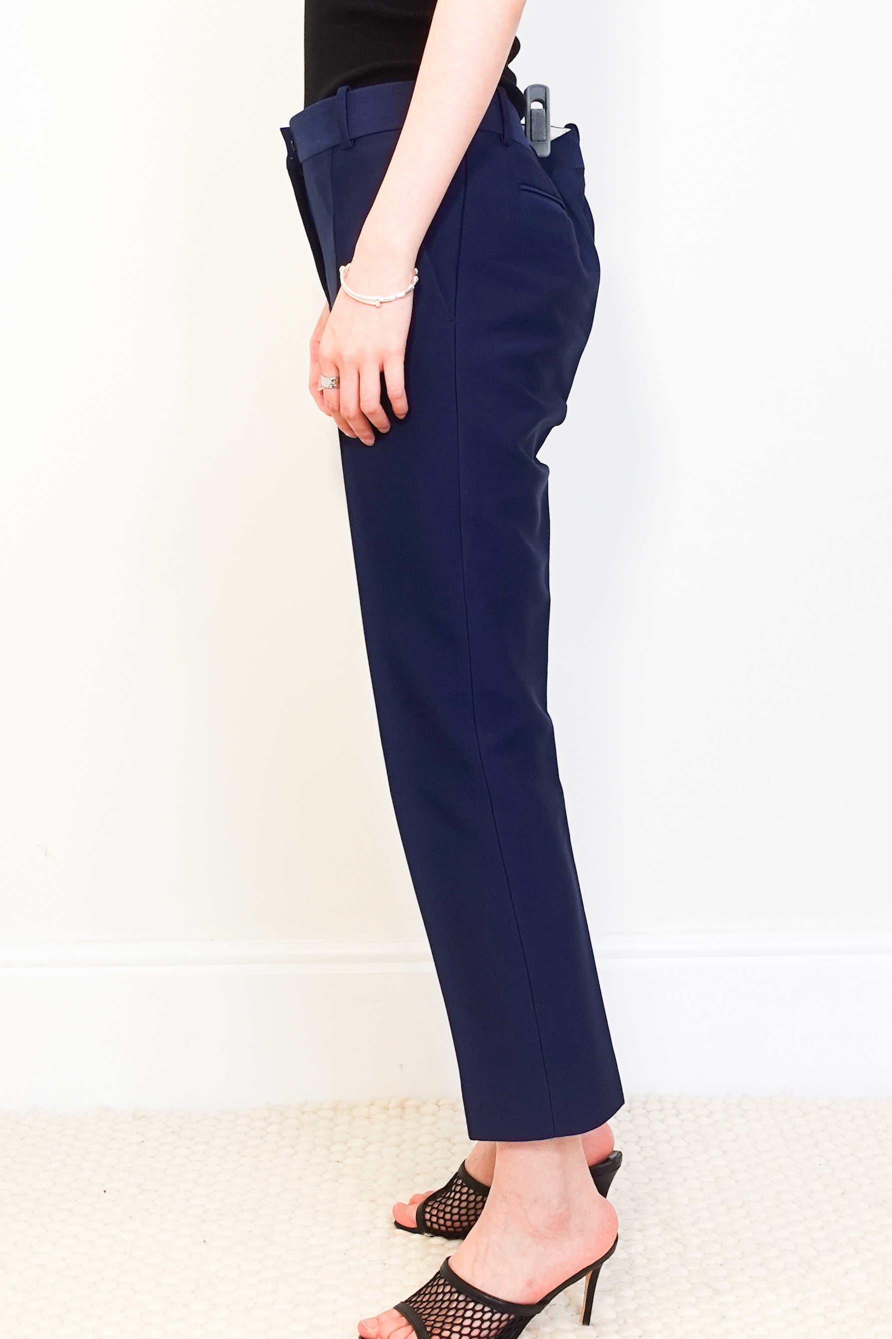 Navy blue straight trousers RRP £690