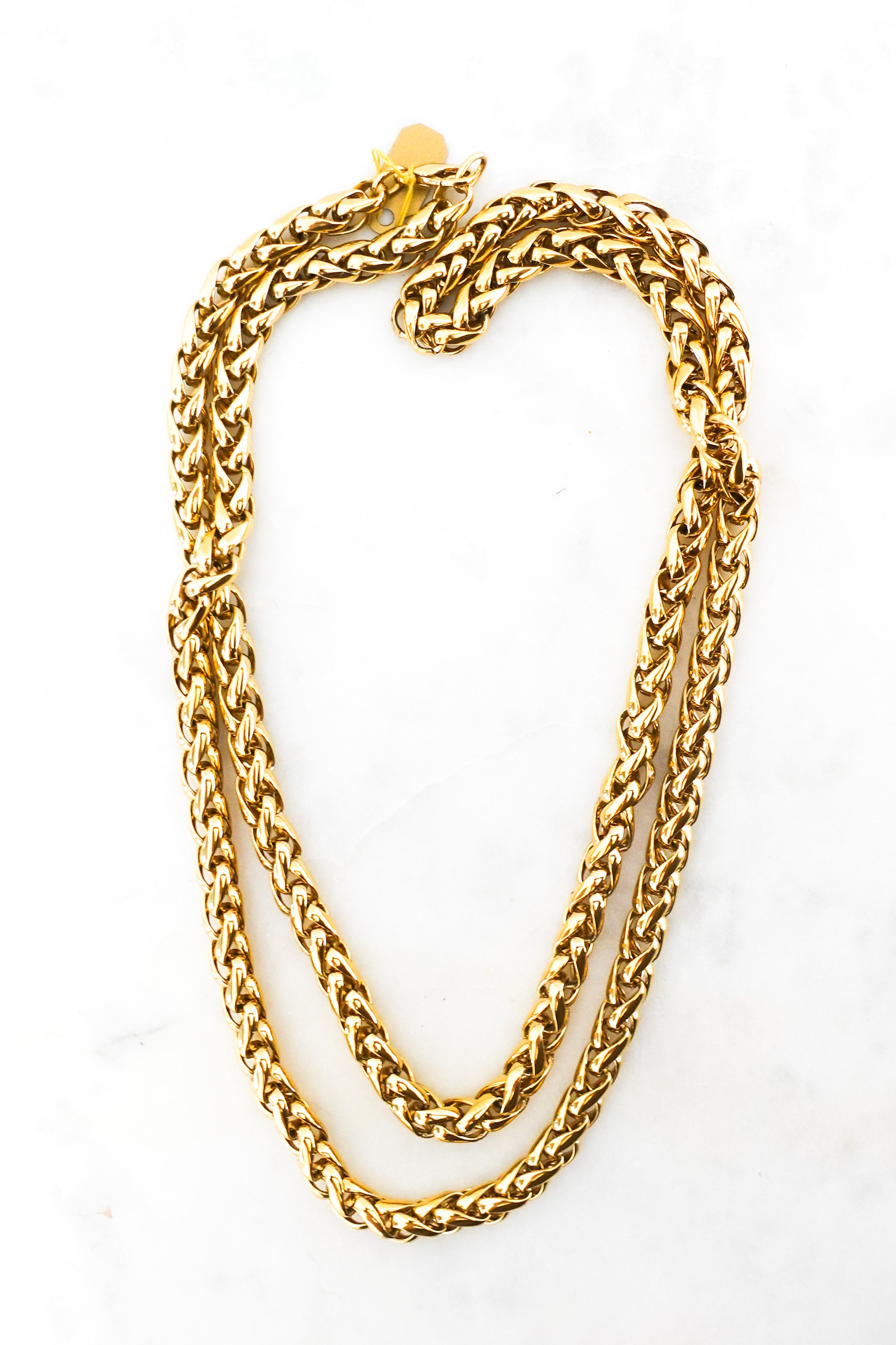 Long gold plated spiga chain