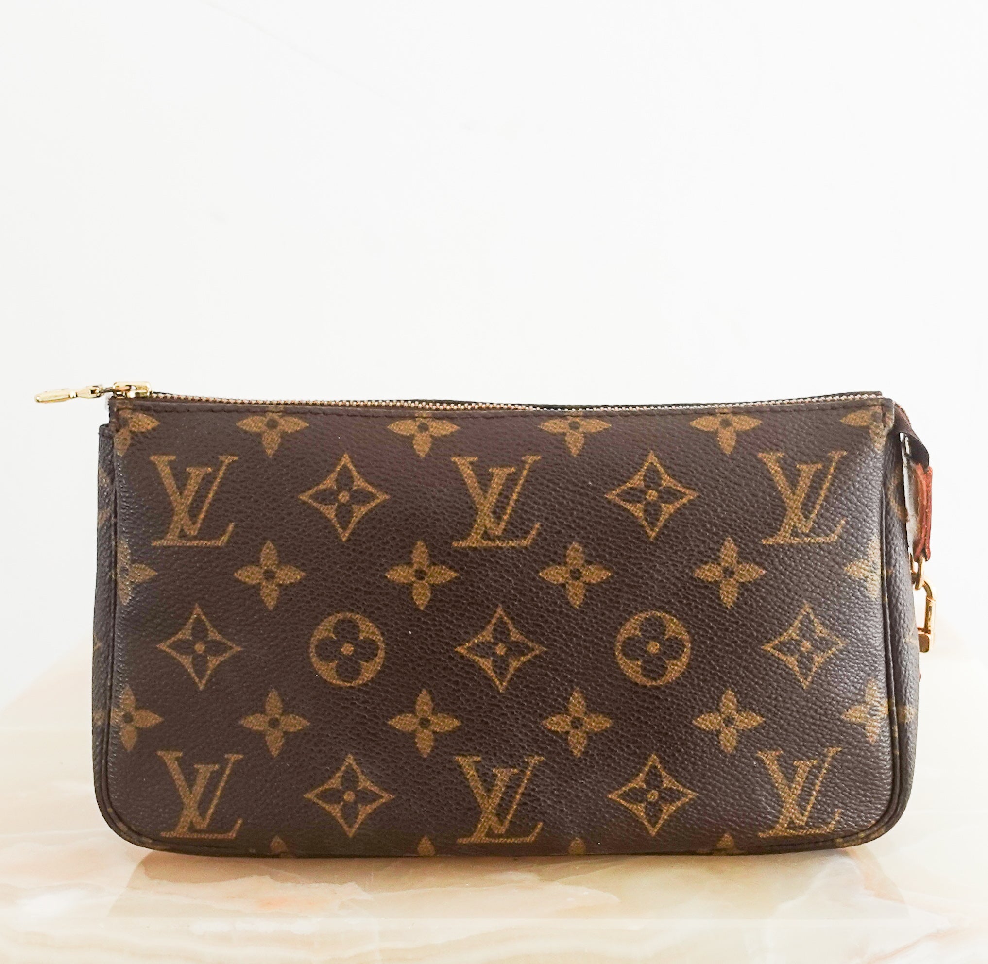 Monogram coated canvas clutch pouchette