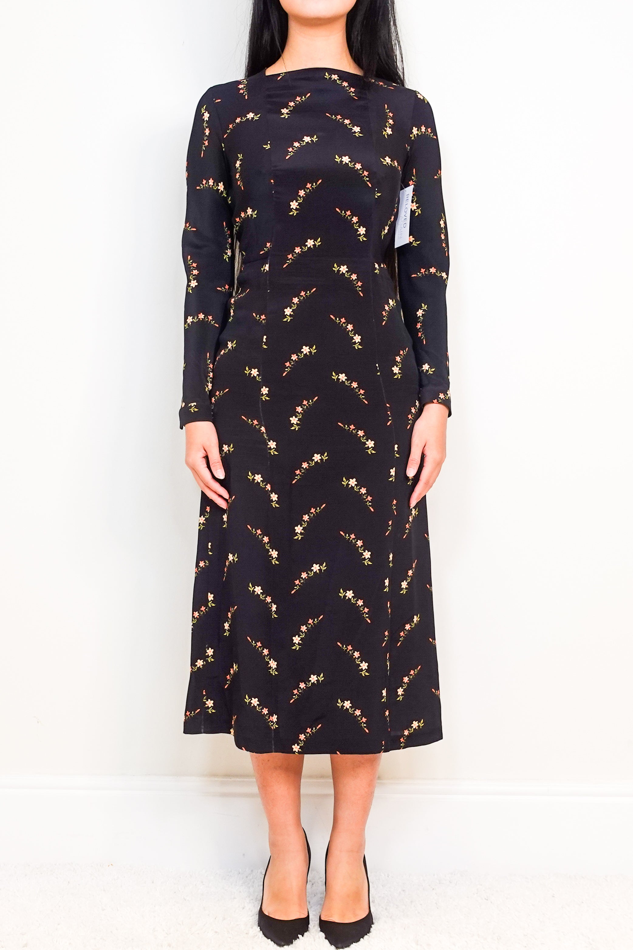 Black floral midi dress RRP £150