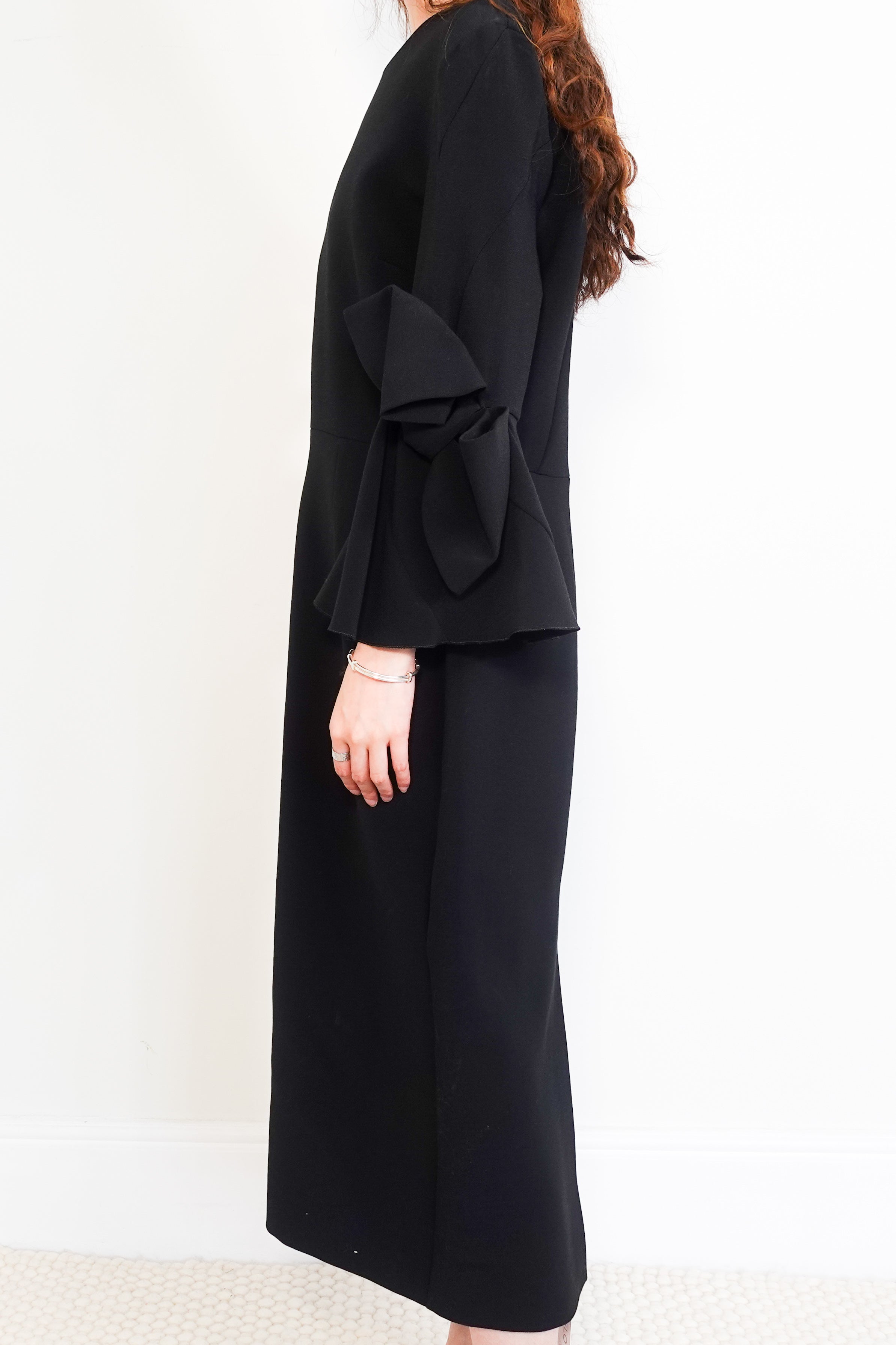 Black crepe midi dress RRP £1.2k