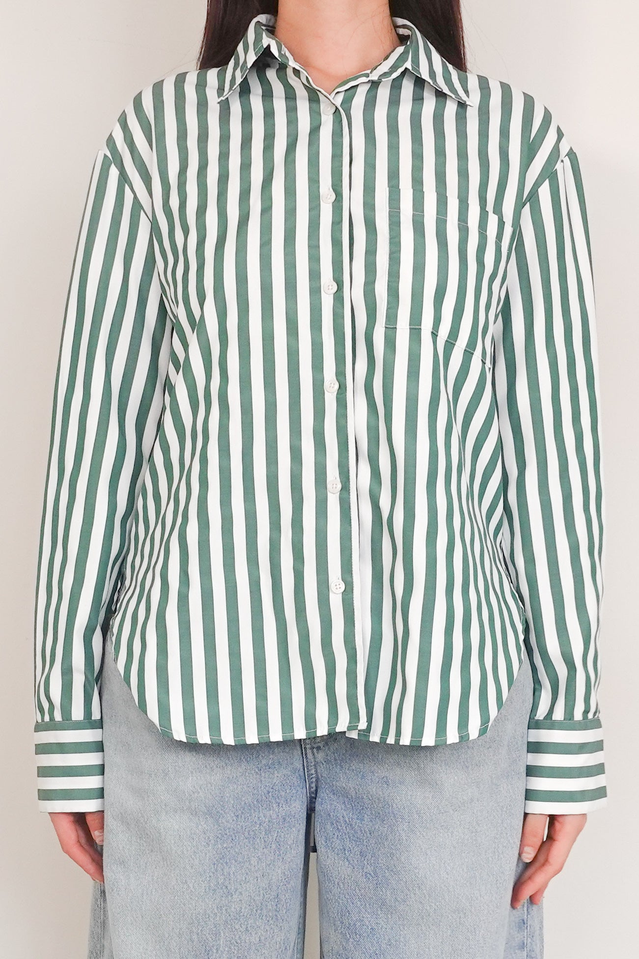 Green striped button down RRP £125