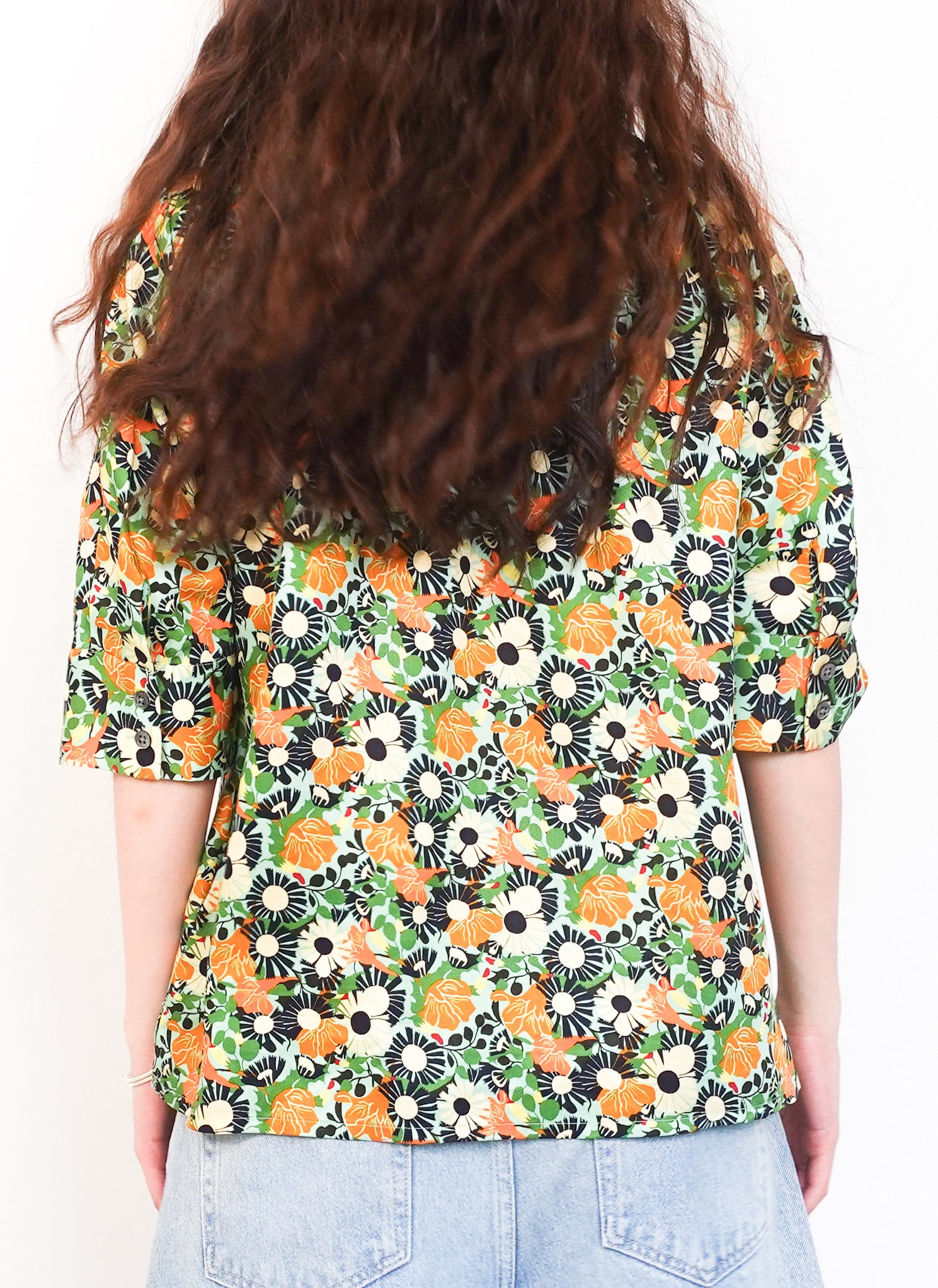 Floral multicoloured short sleeve top