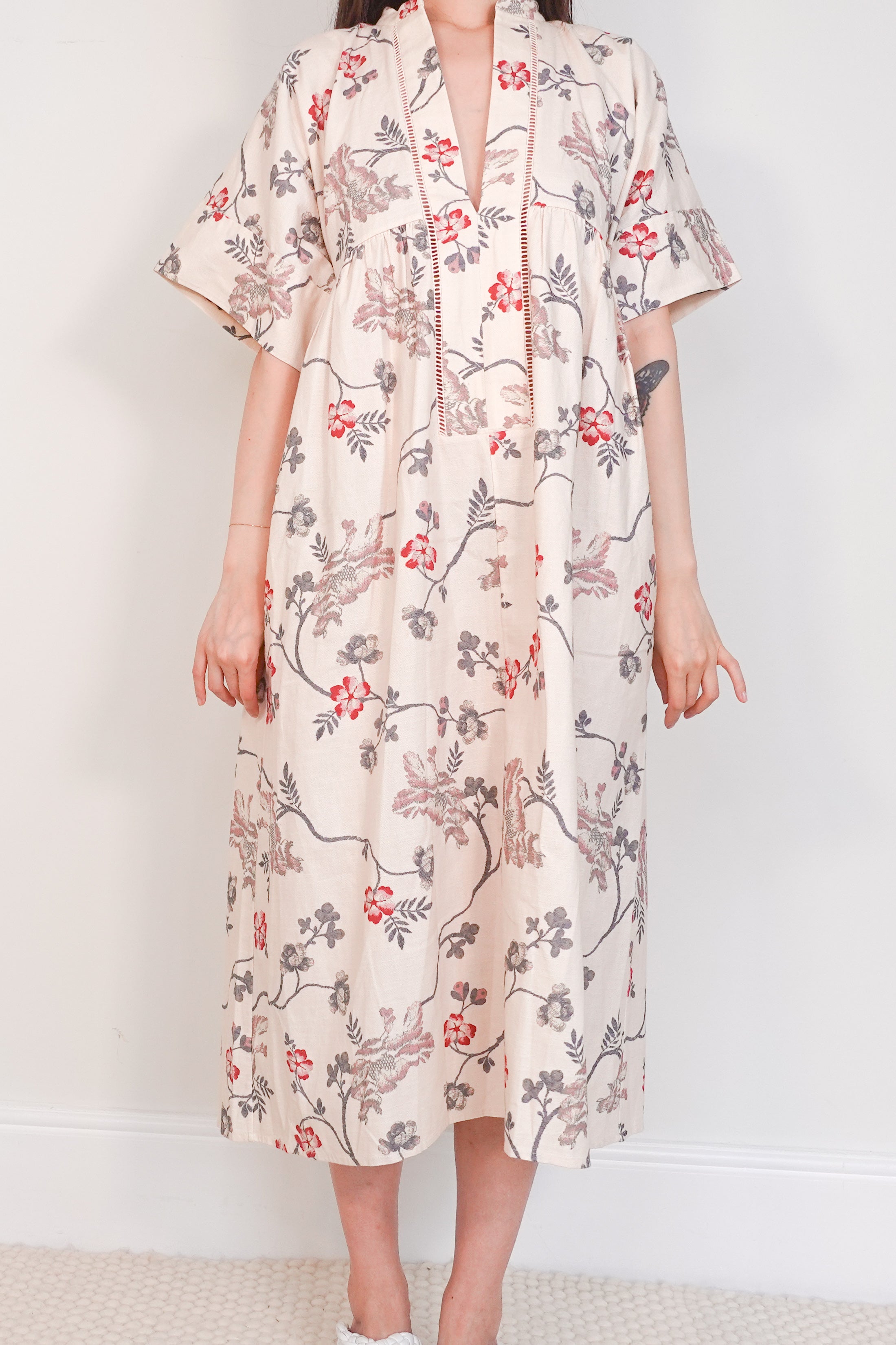 Floral beige midi dress RRP £350