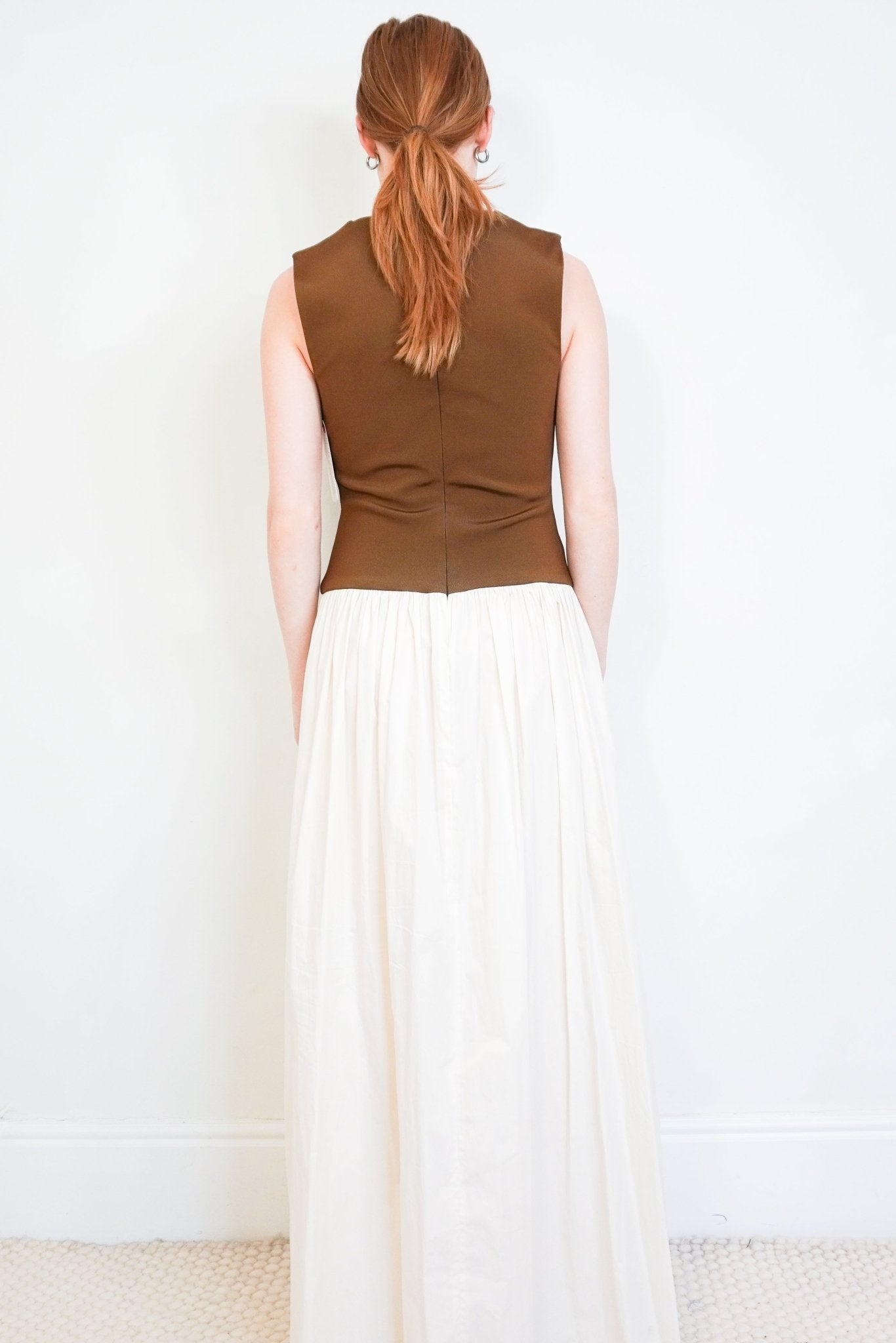 ESSE Studios Java Stretch-Knit & Gathered Cotton-Poplin Maxi Dress (RRP £300) | Authentic Preloved - Reloved Again