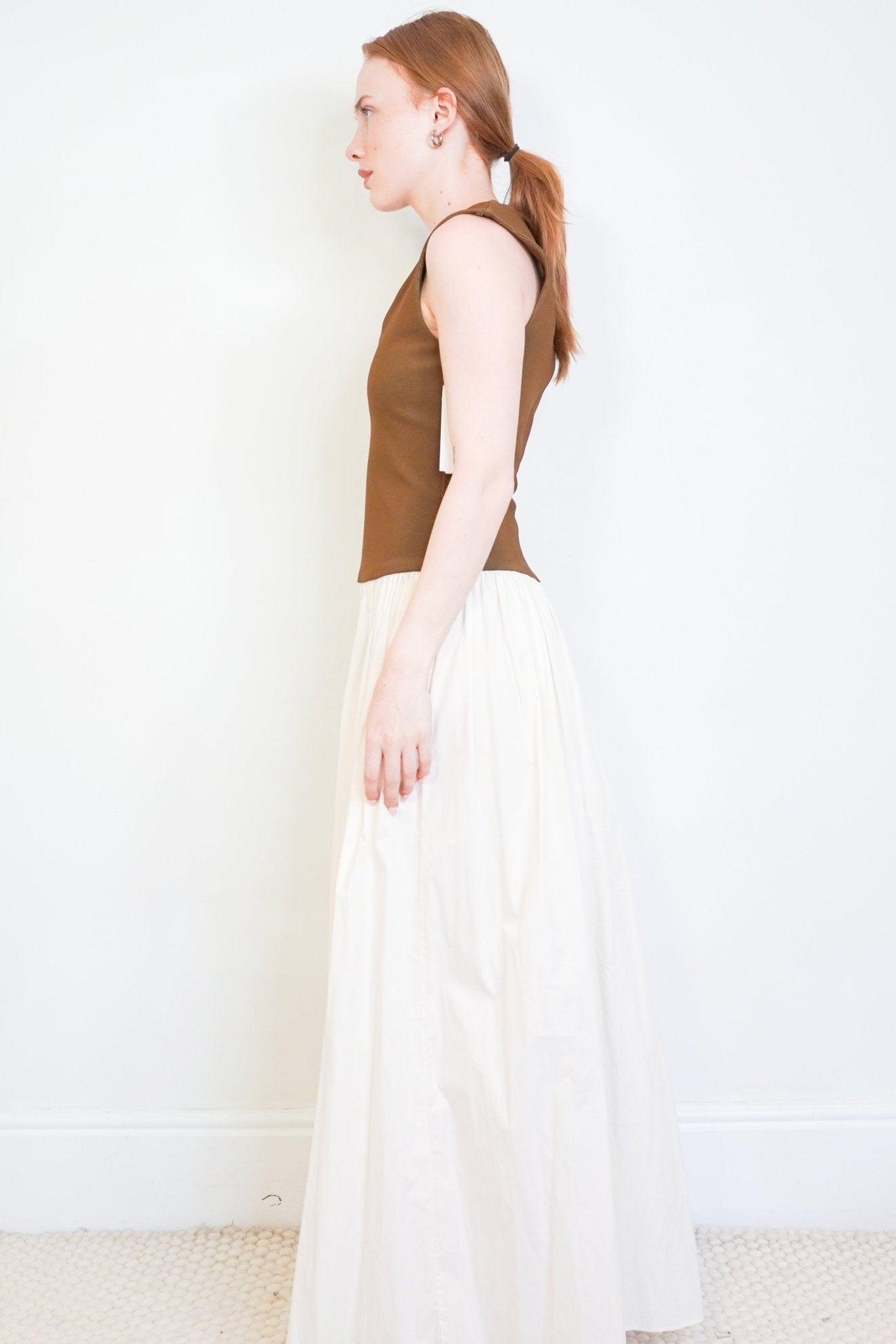 ESSE Studios Java Stretch-Knit & Gathered Cotton-Poplin Maxi Dress (RRP £300) | Authentic Preloved - Reloved Again