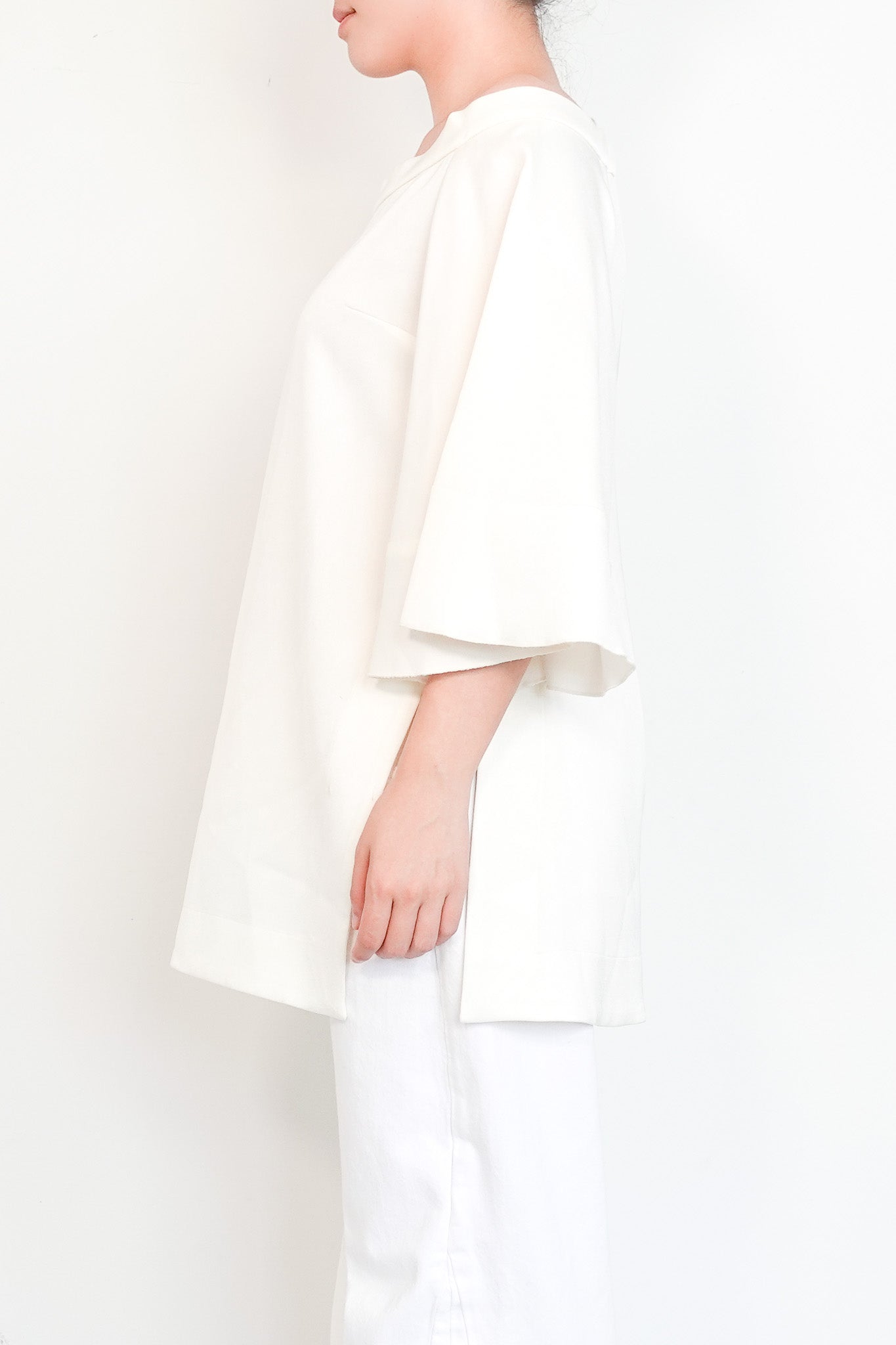 Ellery-Satin-white-Off-Shoulder-Top-with-wide-sleeves-side-picture